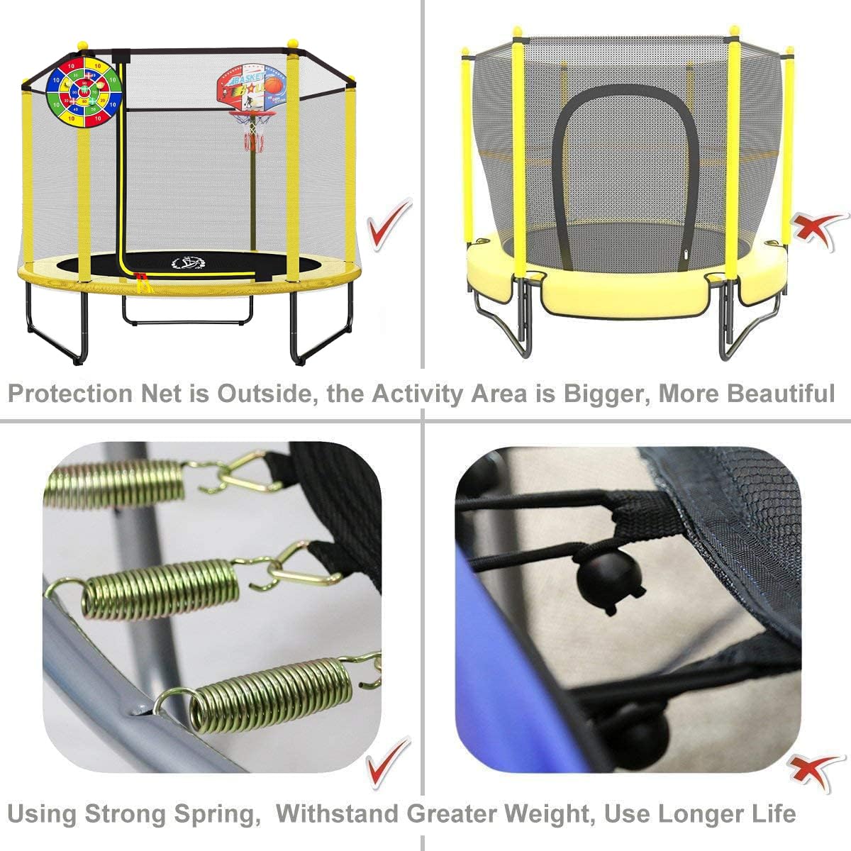 LANGXUN 60 5ft Mini Toddler Indoor & Outdoor Trampoline