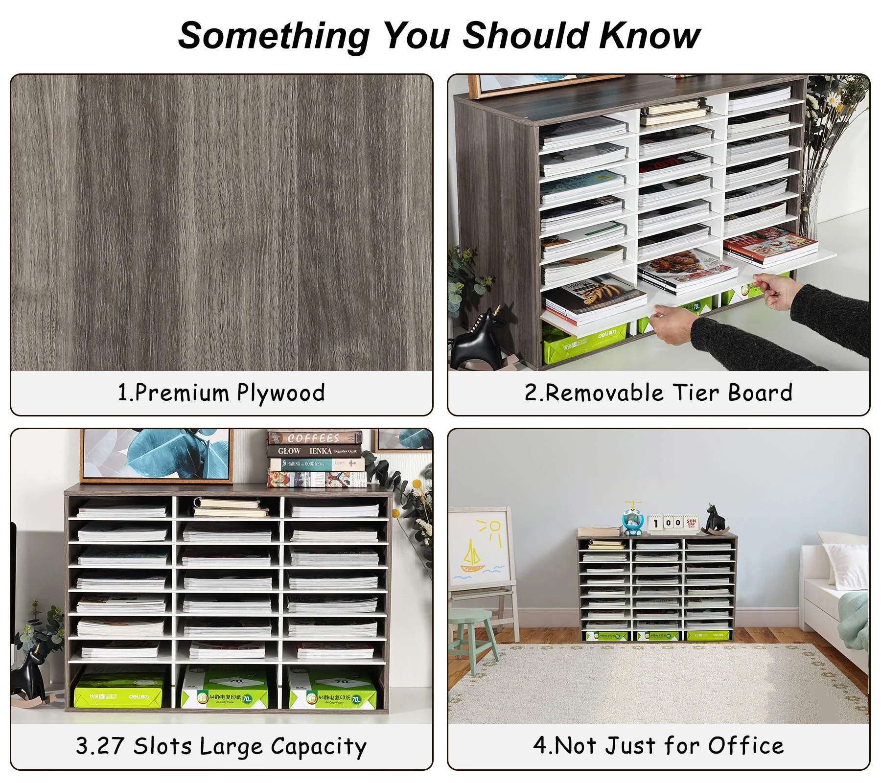 TQVAI Wood Adjustable Literature Organizer