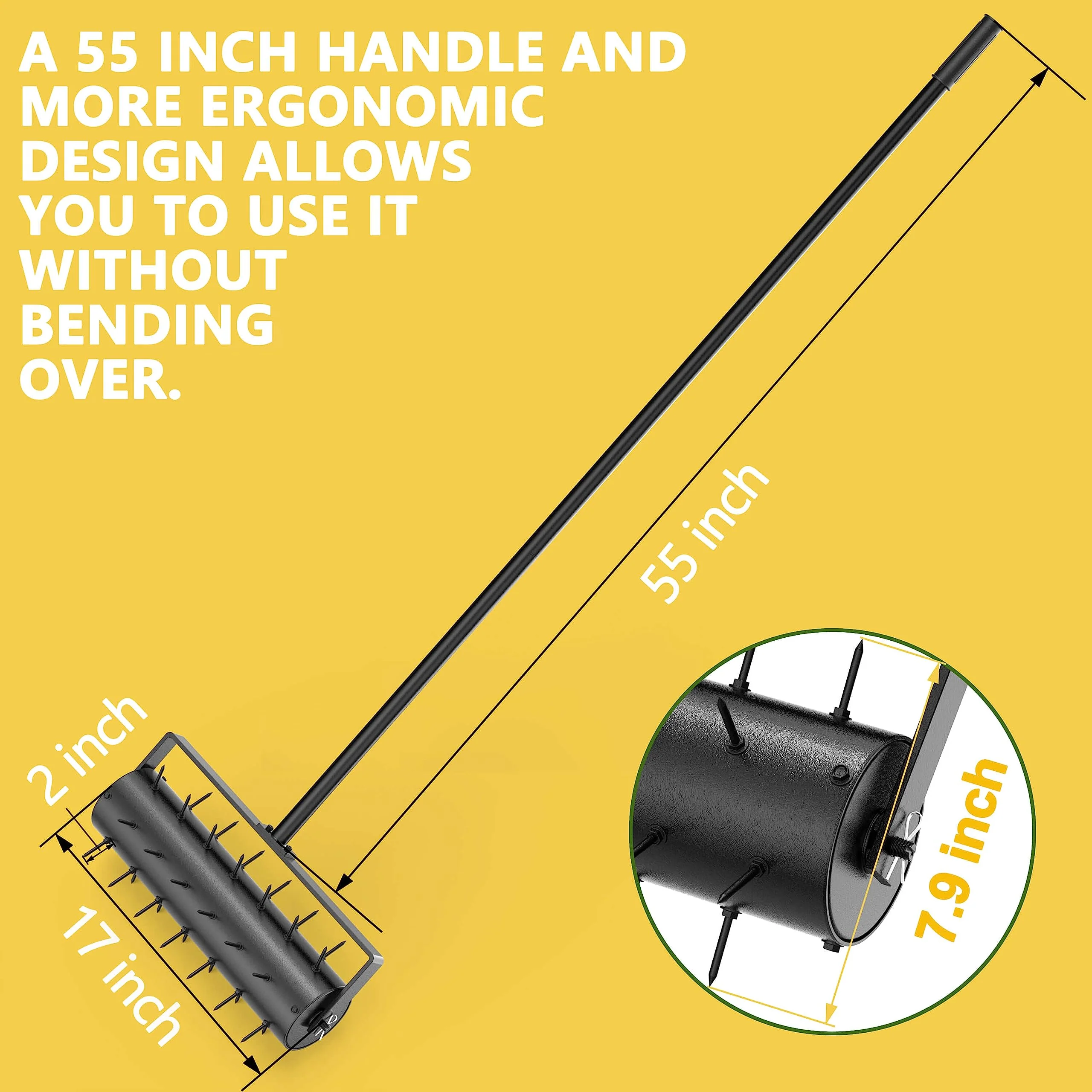 evtmag 17 Inch Heavy Duty Rolling Lawn Aerator Tool