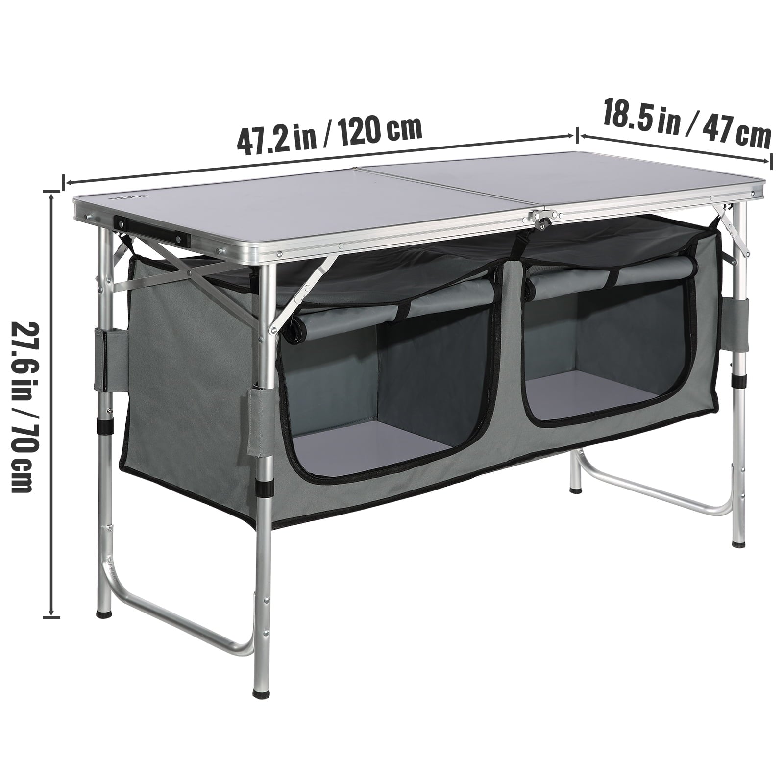 Camping Kitchen Table Folding Portable Cook Station 3 Adjustable Heights