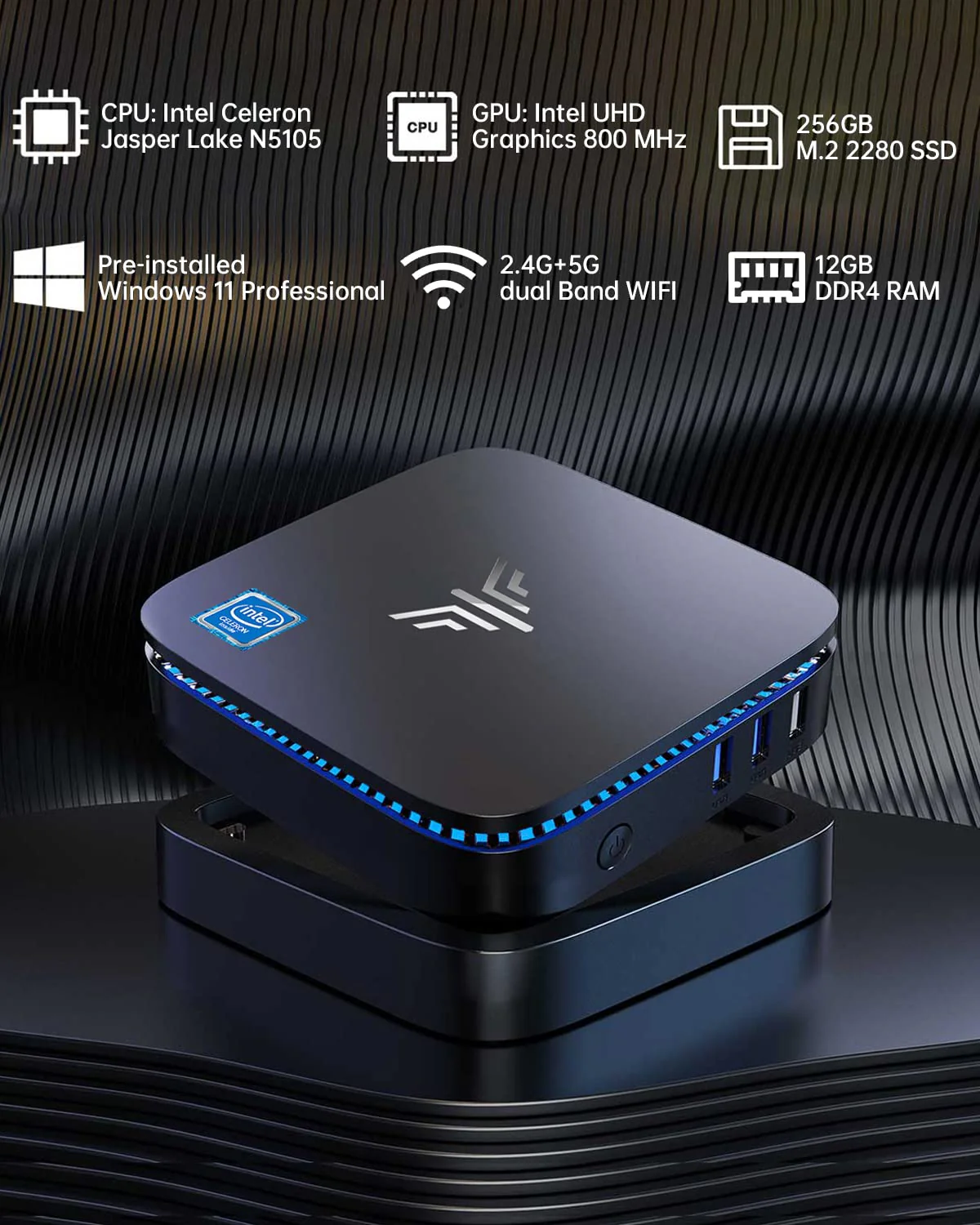 Kamrui Mini PC. AK1 Pro 12GB RAM 256GB SSD