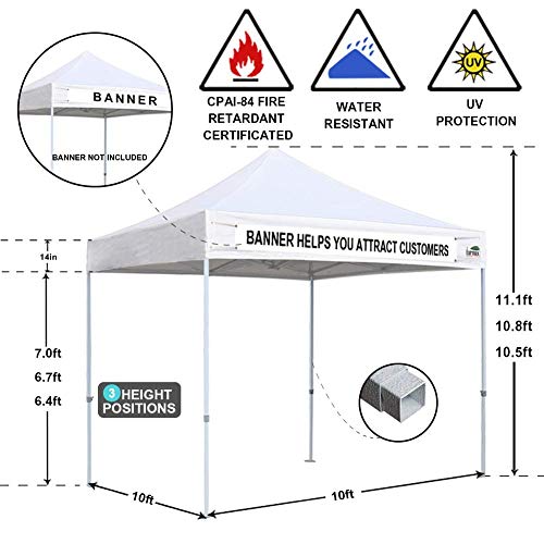 10'x10' Ez Pop Up Canopy Tent Commercial Instant Canopies with Heavy Duty Roller Bag
