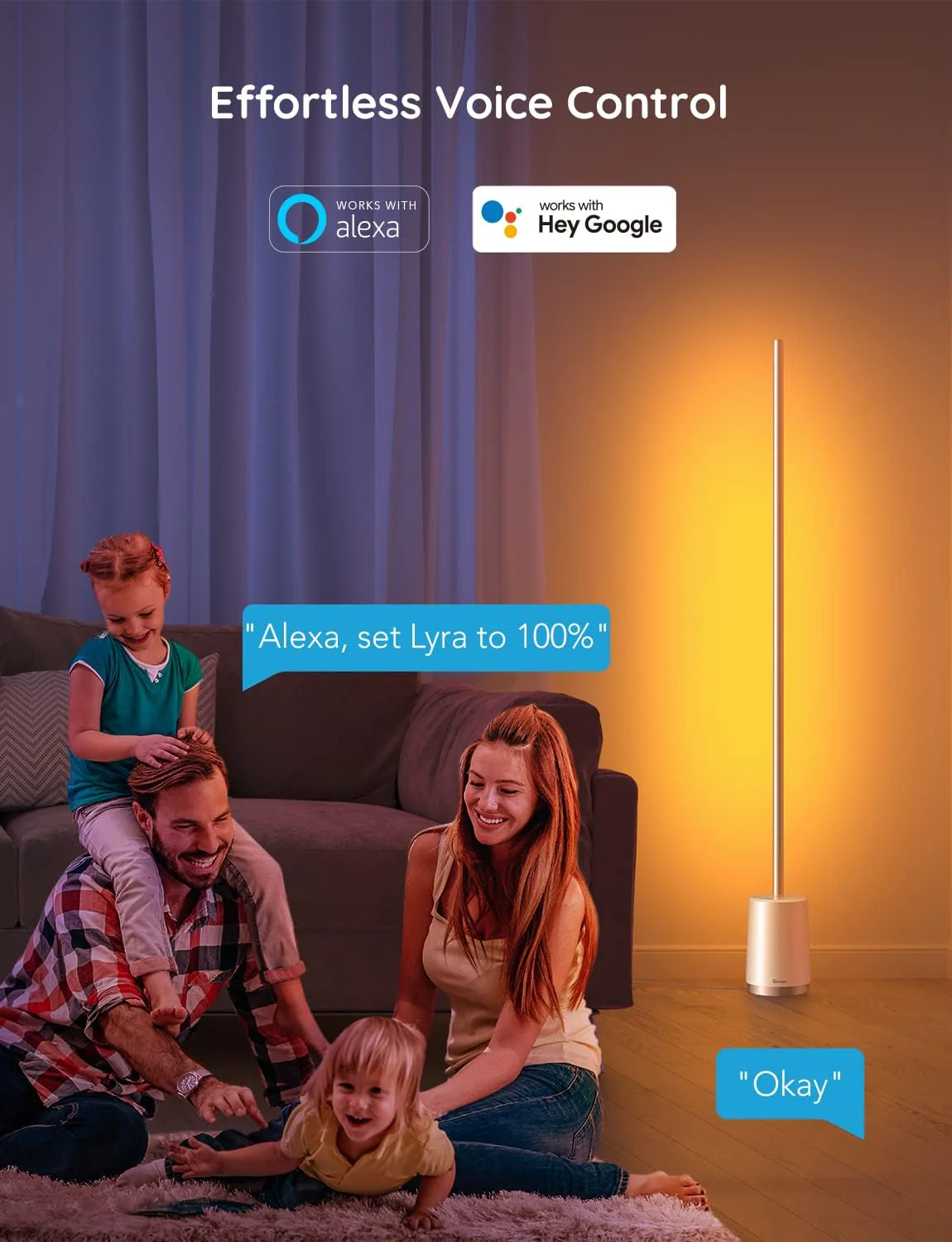 Govee Floor Lamp. RGBIC Lyra Color Changing Corner Lamp