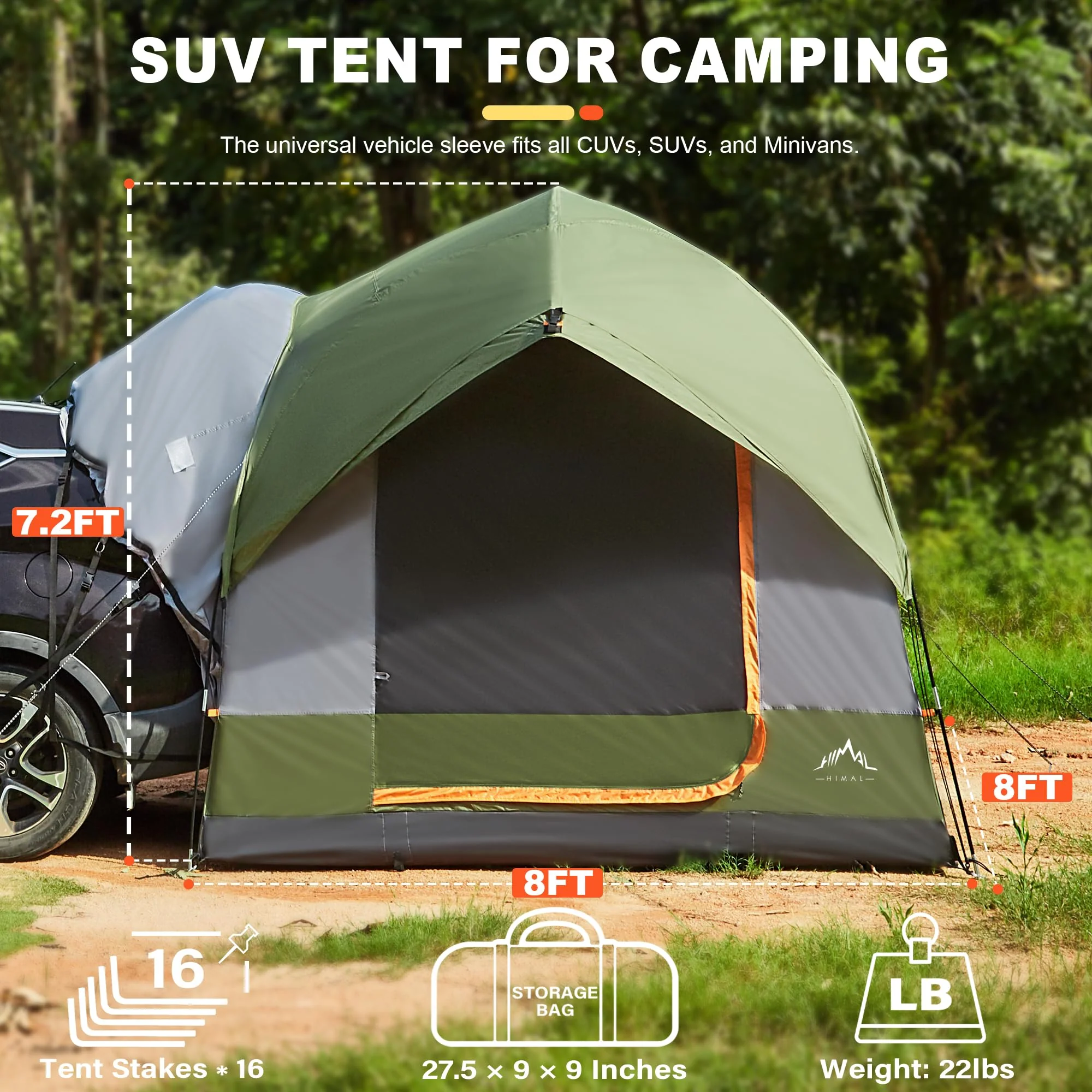 GoHimal Waterproof SUV Tent for Camping. 8FT L x 8FT W x 7.2FT H