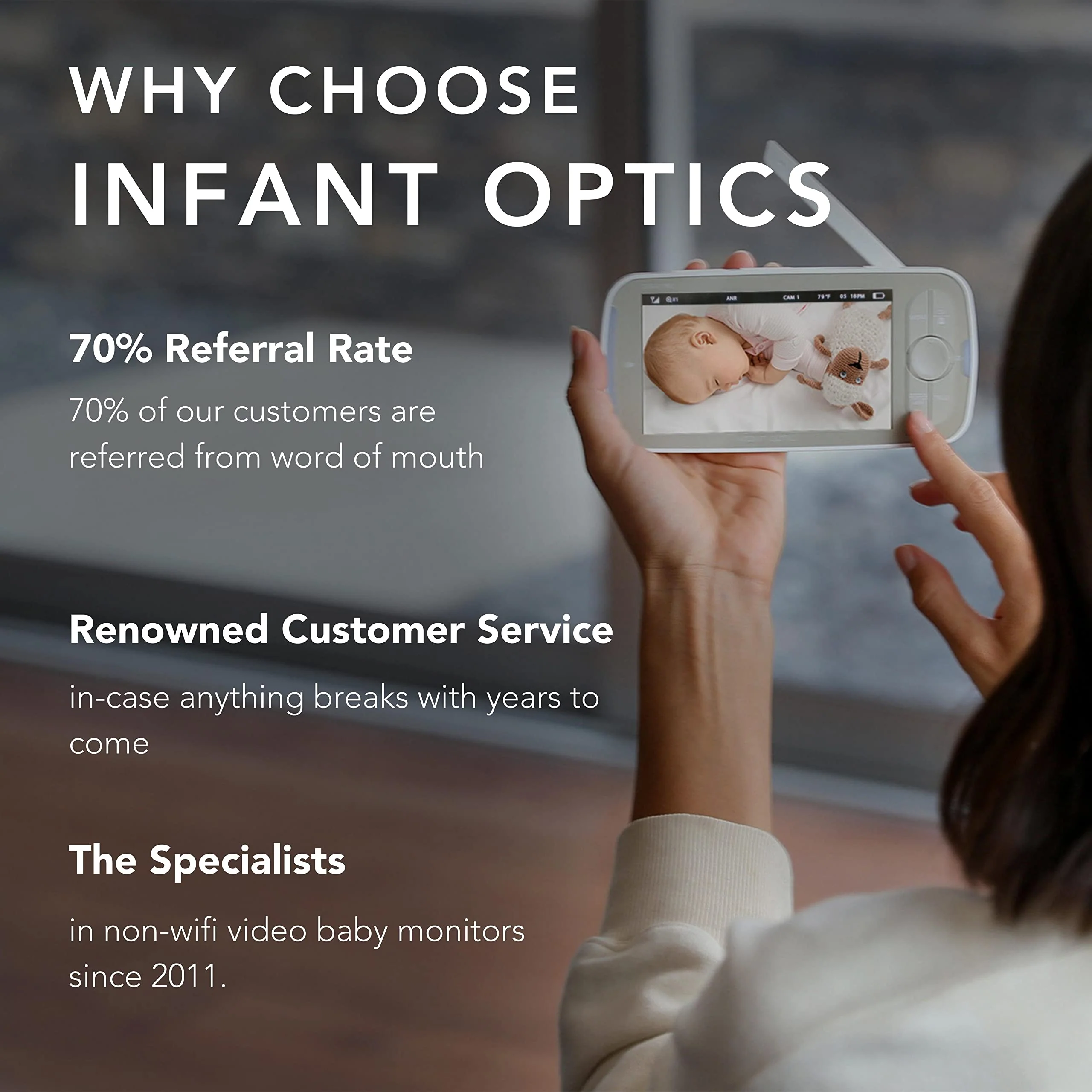 Infant Optics DXR-8 PRO Video Baby Monitor. 720P HD Resolution 5 Display