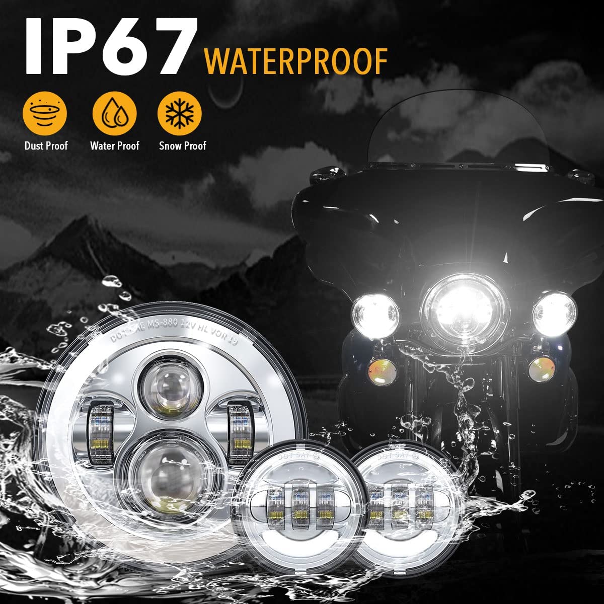 TRUCKMALL 7 inch LED Headlight Fog Passing Lights DOT Kit