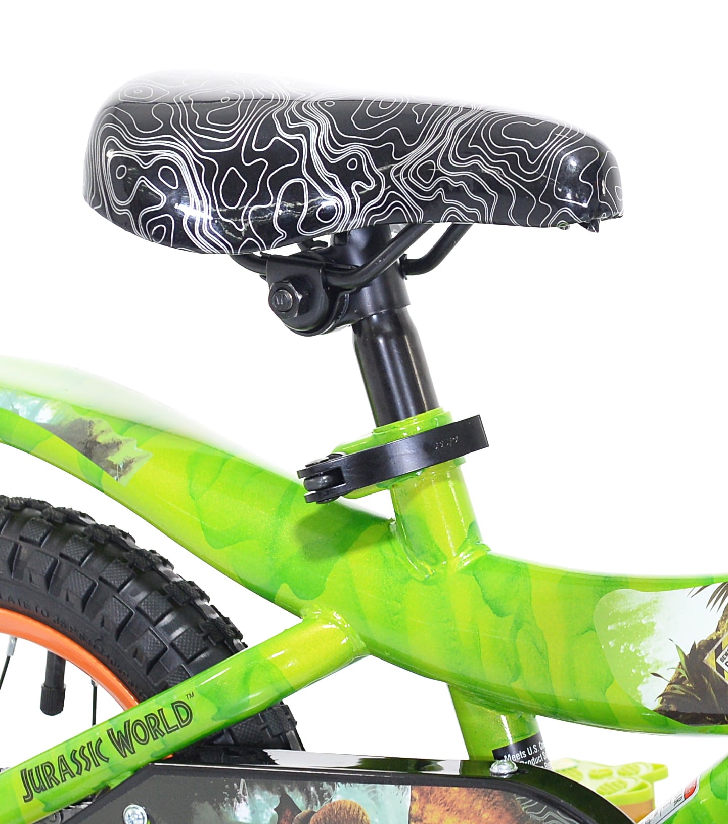 World? 12-inch Raptor Boy's Bicycle with Training Wheel. Green and Orange