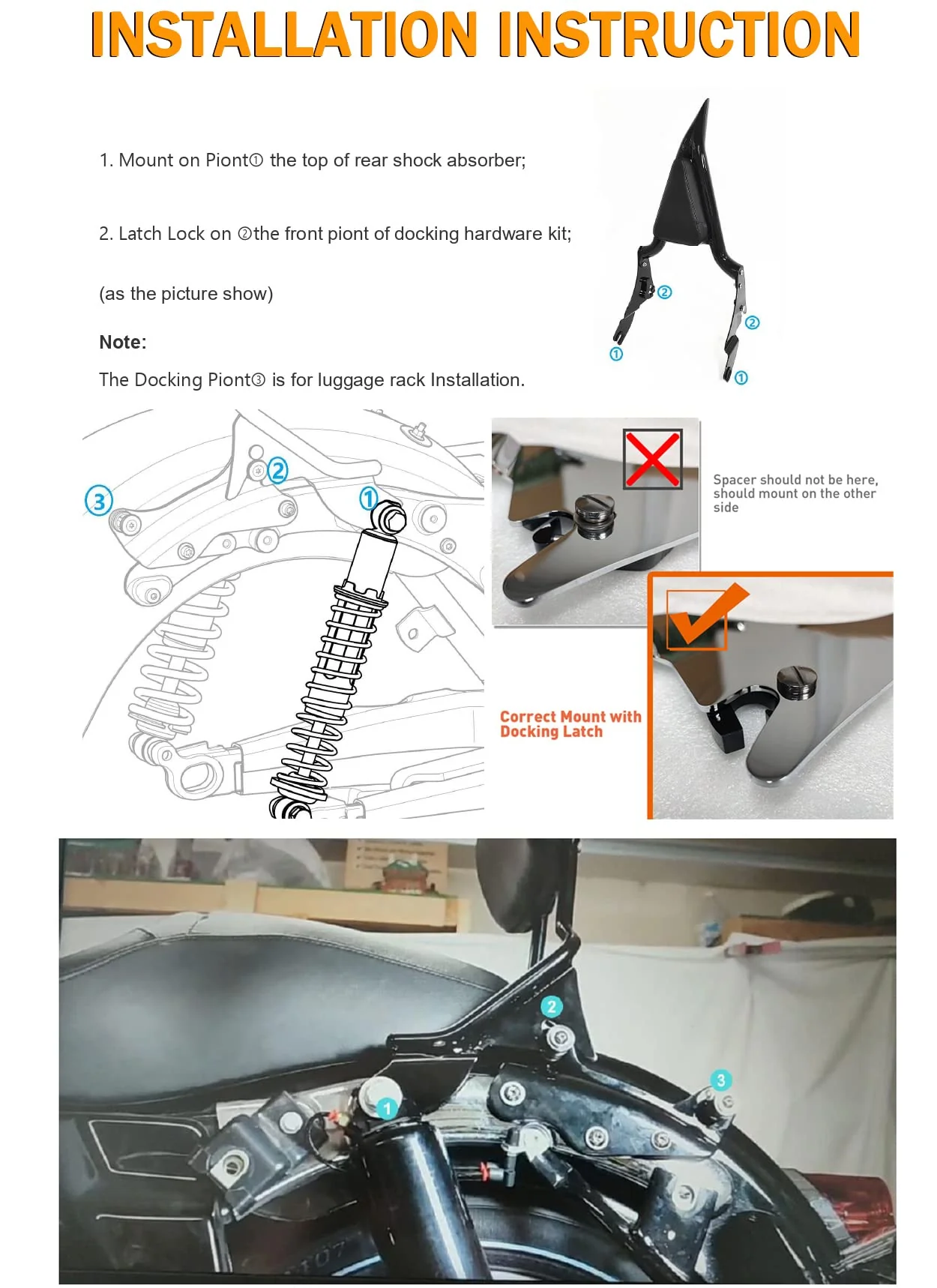 26 Height Black Sissy Bar Compatible for Harley Davidson Touring Models