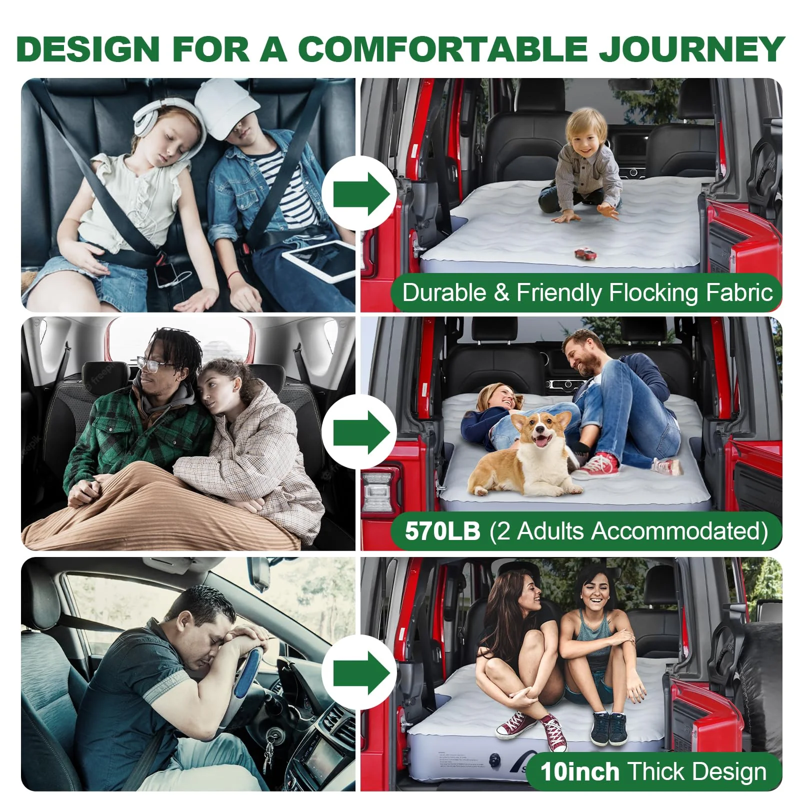 Sokeface 10 Inch SUV Air Mattress Camping Bed with Air Pump
