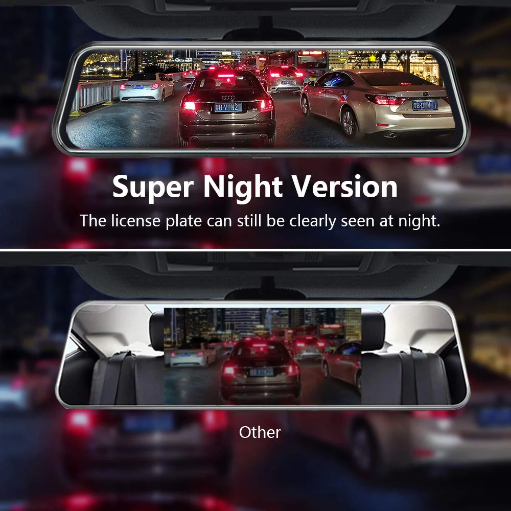 Jansite 10'' Full HD Touch Screen Rear View Mirror Dash Cam