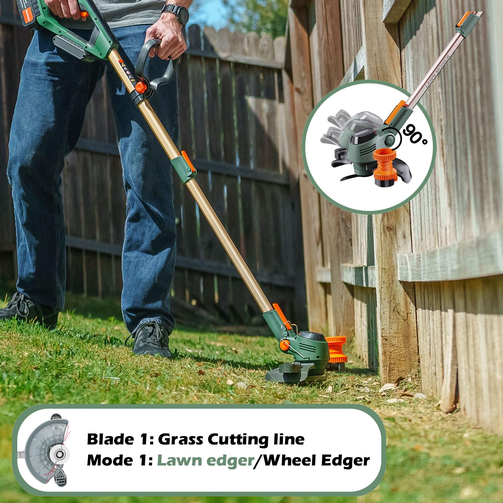 YUEWXTER Electric Weed Wacker. 4-in-1 Grass Trimmer