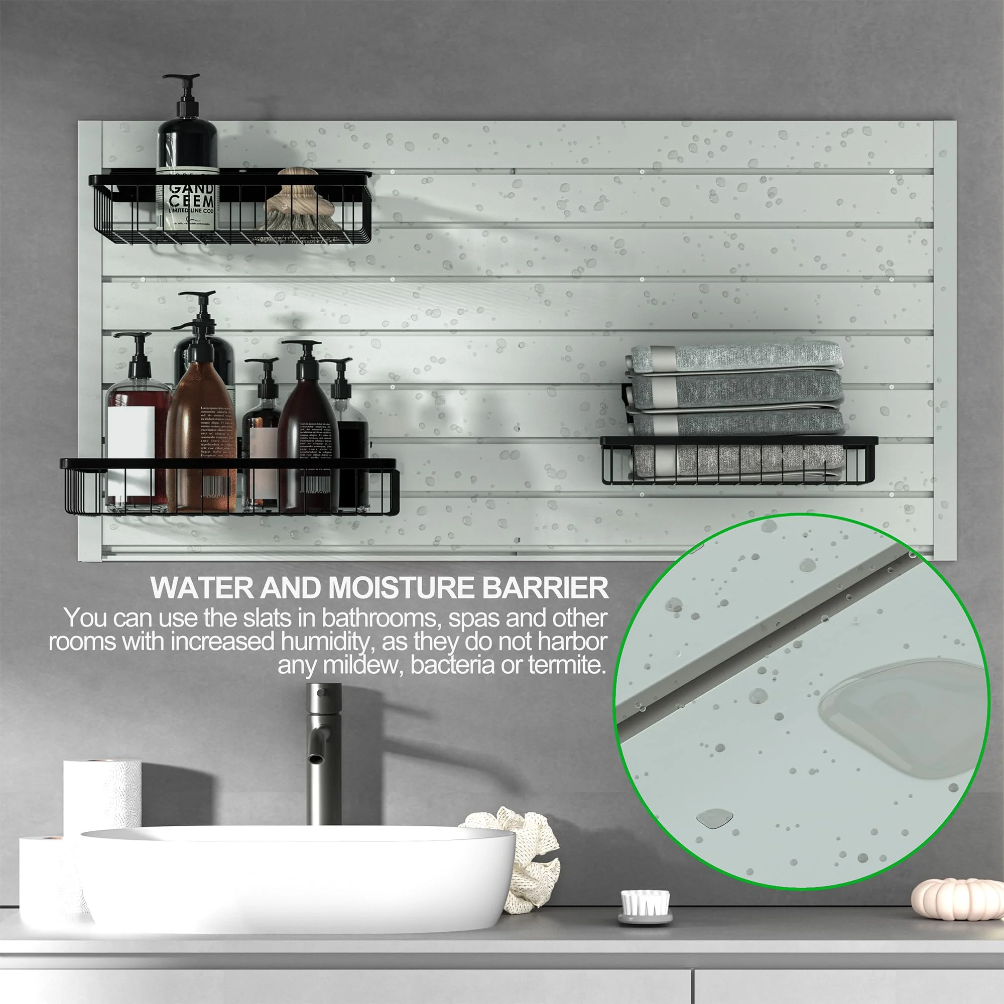 RELIANCER PVC Slat Wall Panels. 4ft by 4ft Garage Wall Organizer Storage System