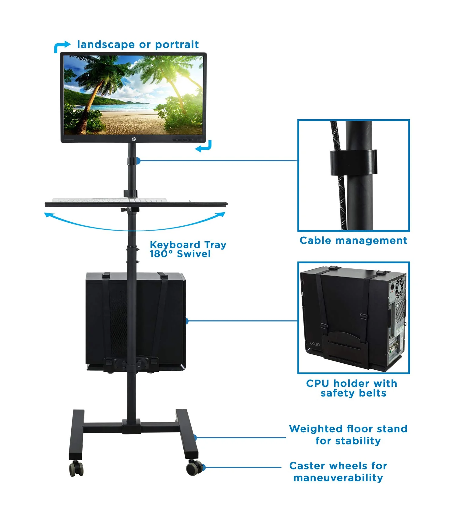 Mount-It! Rolling Computer Cart. Mobile Workstation
