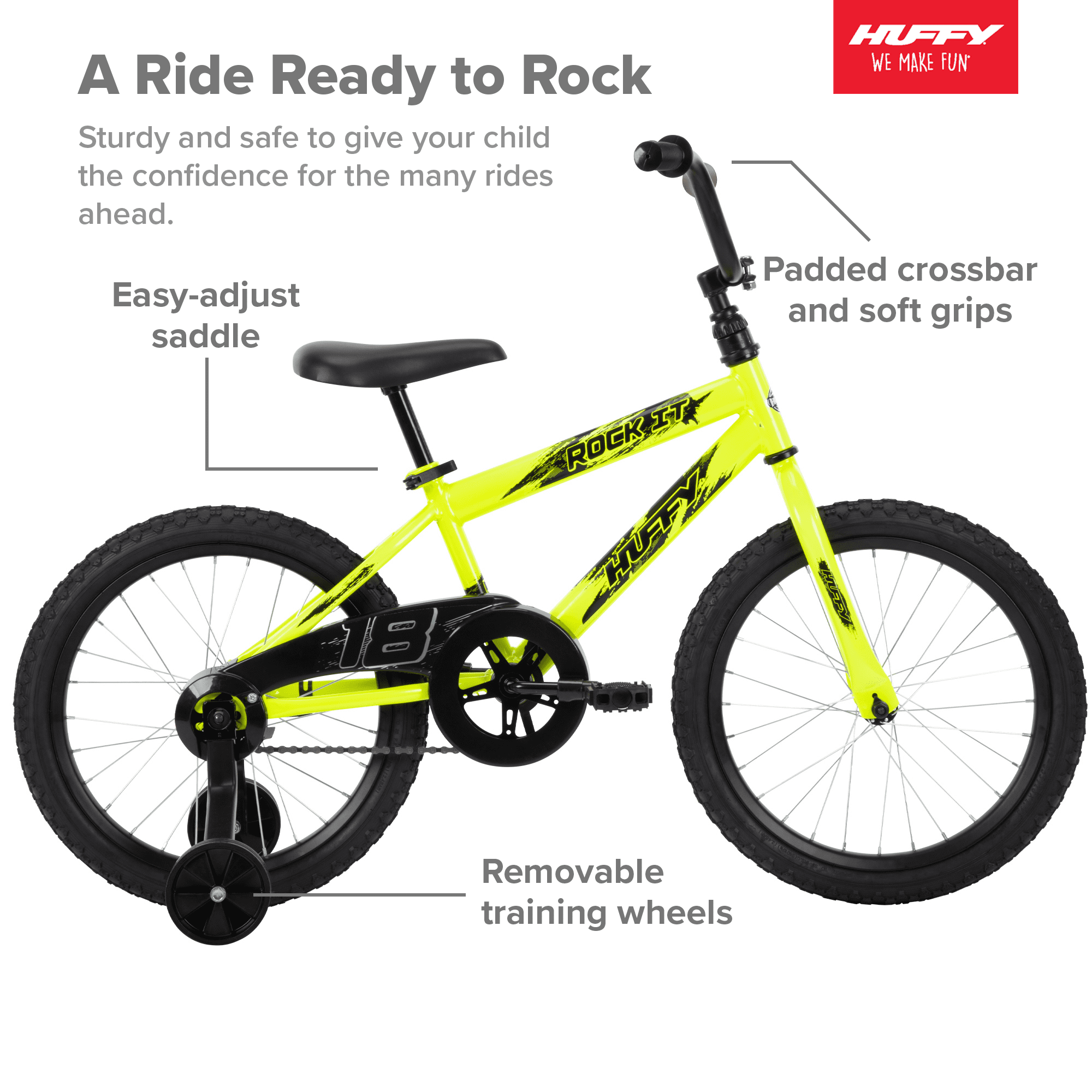 18 in. Rock It Boy Kids Bike. Neon Powder Yellow