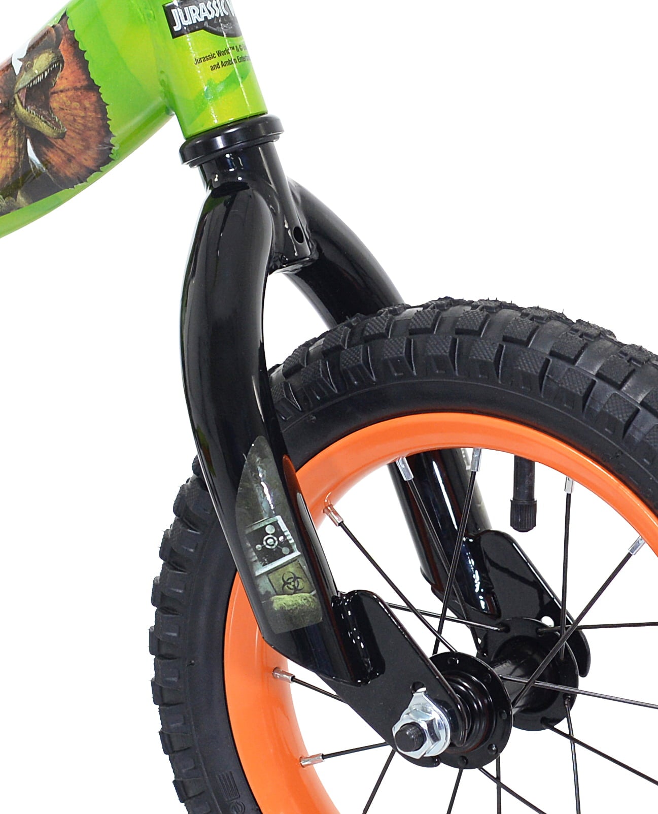 World? 12-inch Raptor Boy's Bicycle with Training Wheel. Green and Orange