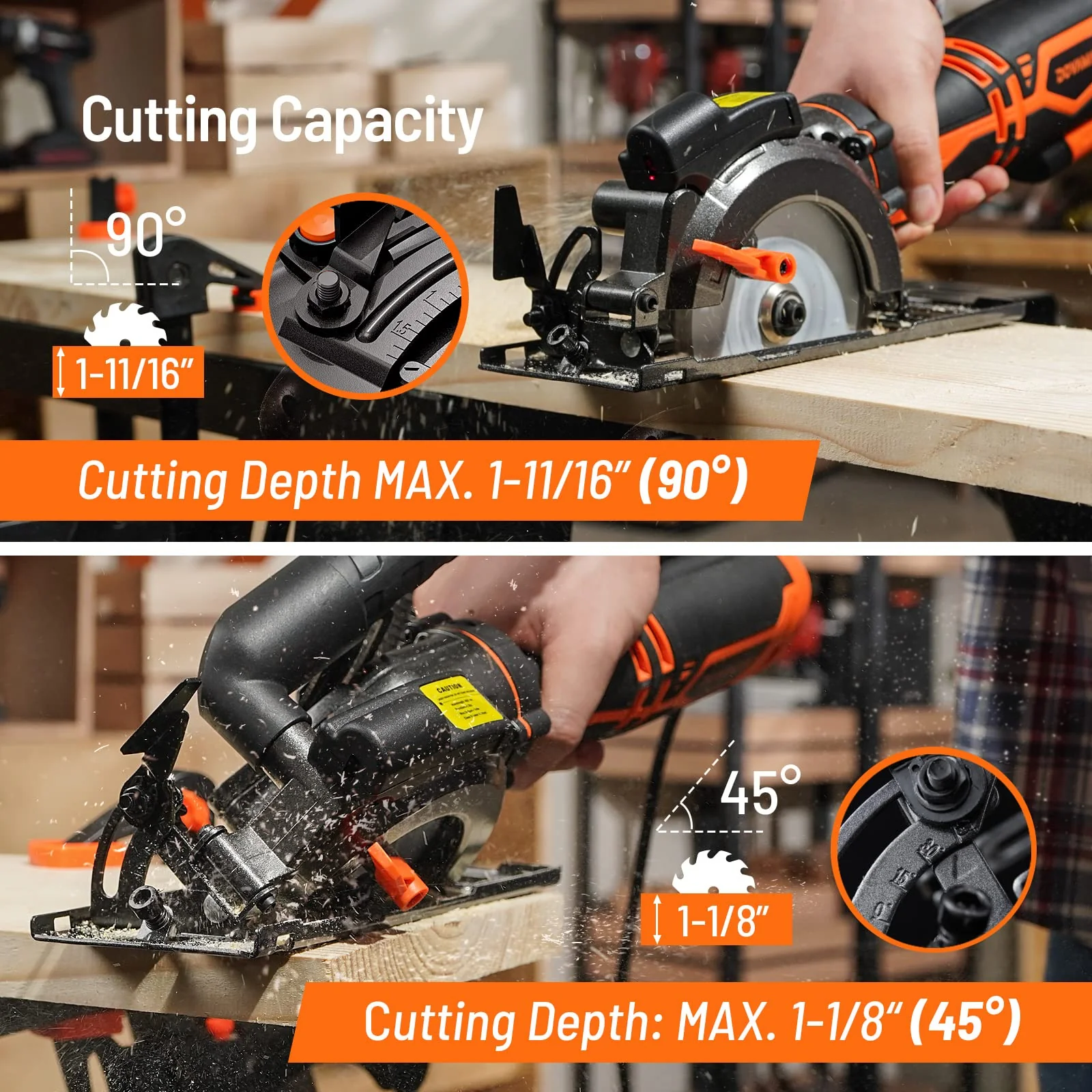DOVAMAN Circular Saw. 5.8A 4-1/2 Circular Saw w/Laser