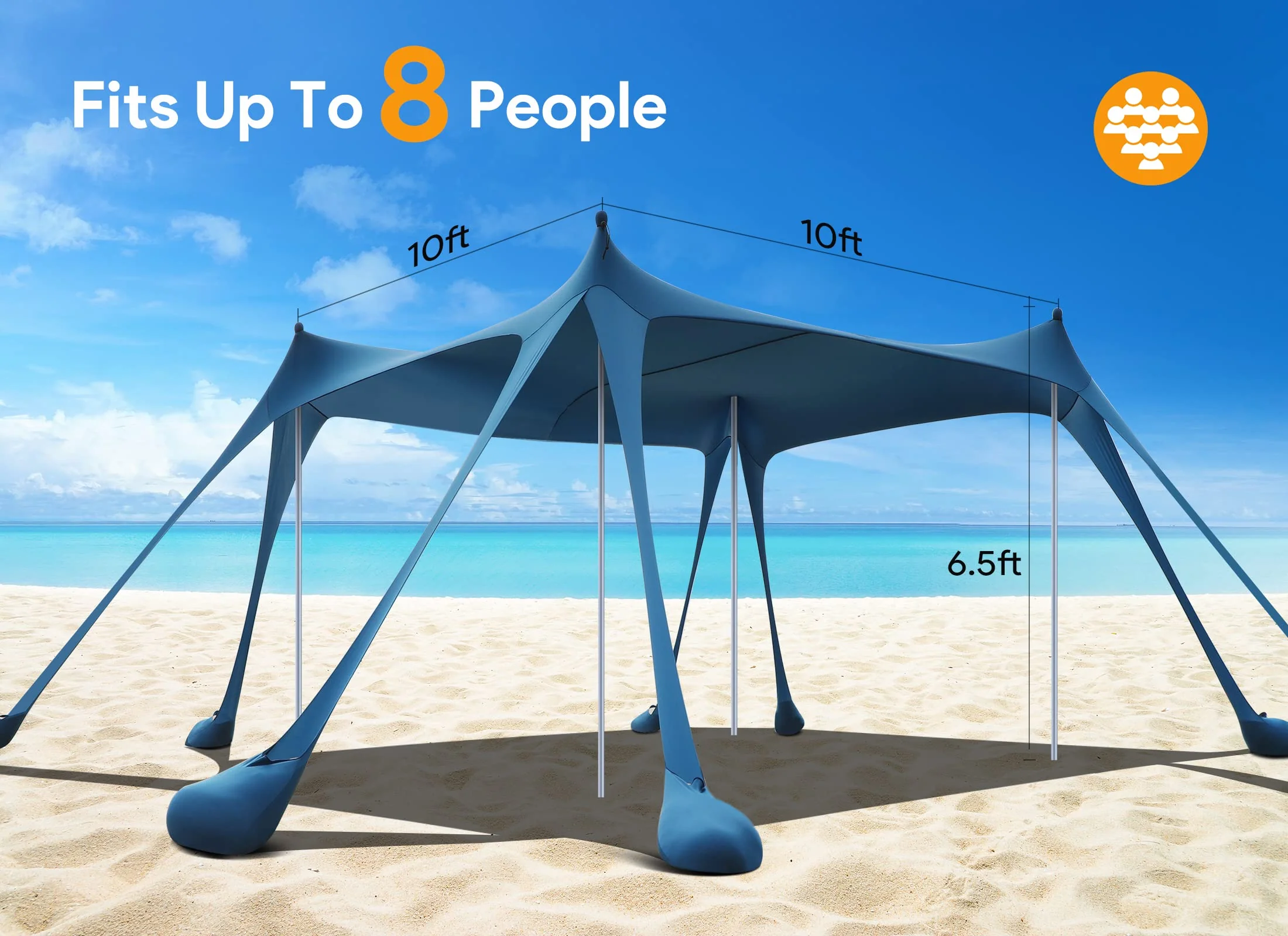 Osoeri Beach Tent. Camping Sun Shelter UPF50+ with 8 Sandbags