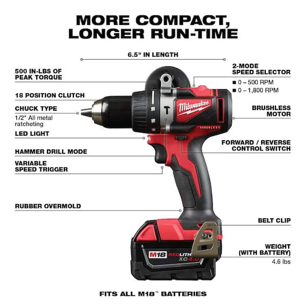 M18 18V Lithium-Ion Brushless Cordless Hammer Drill/Impact Combo Kit (2-Tool) with Free M18 Hackzall