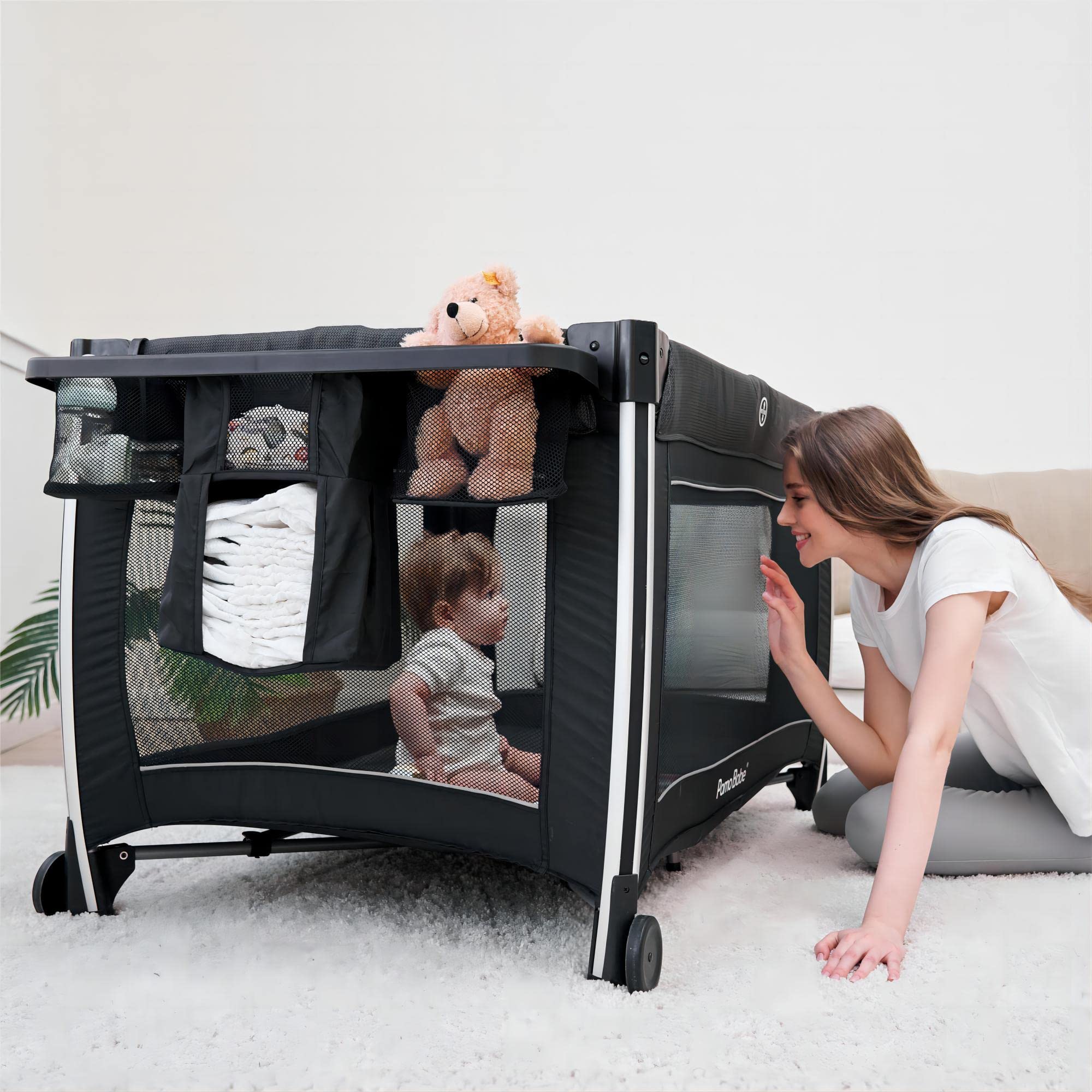 Pamo Babe 4 in 1 Portable Baby Crib Deluxe Nursery Center