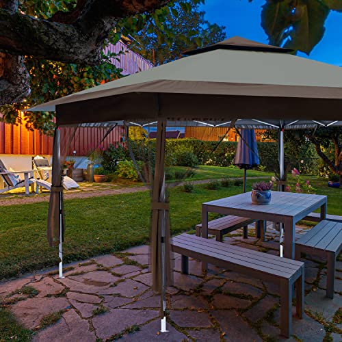 12'x12' Gazebo Outdoor Pop up Canopy Tent with Curtains and Shelter for Patio. Party & Backyard