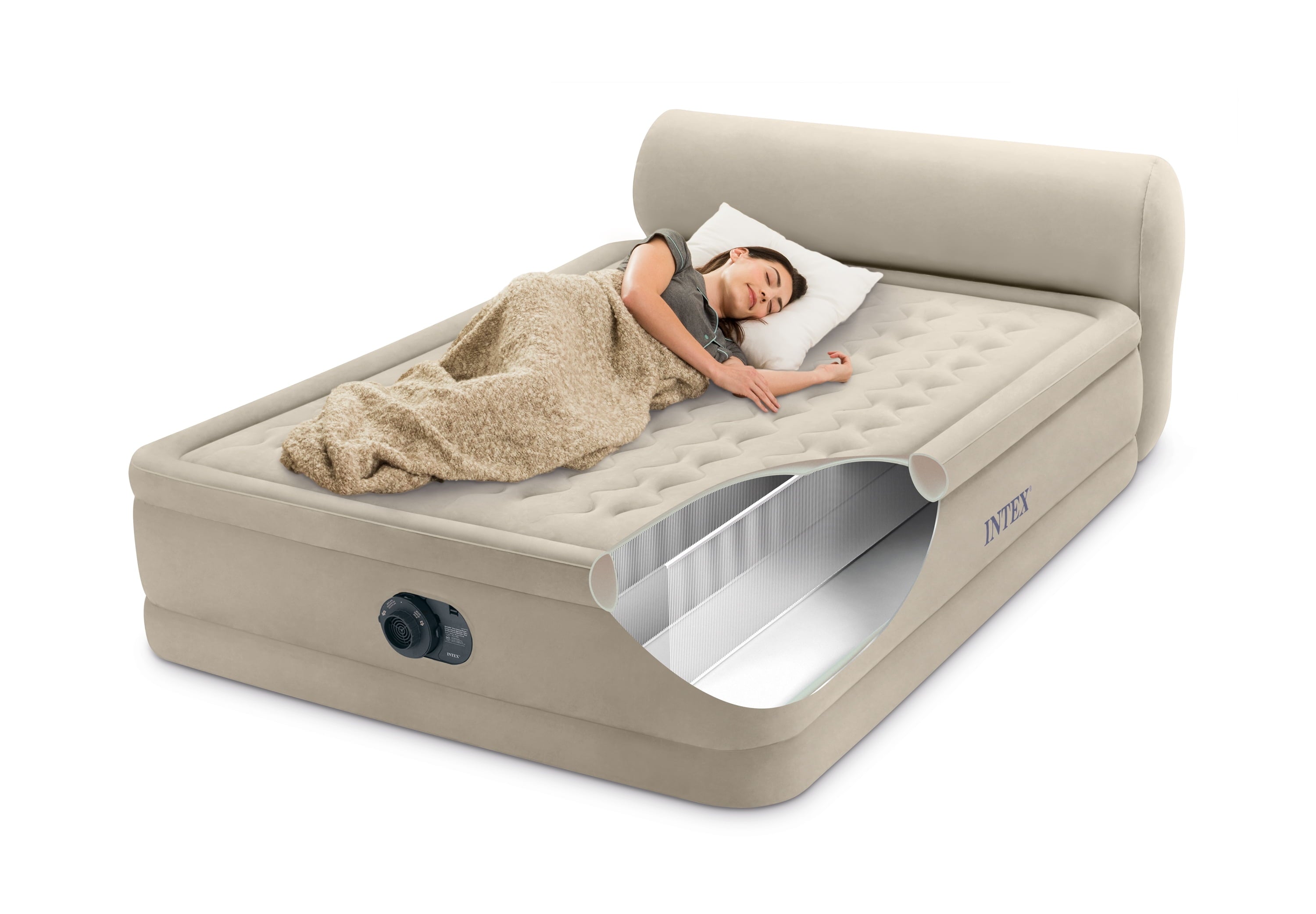Durabeam Headboard 18 Queen Air Mattress with Built-in Pump