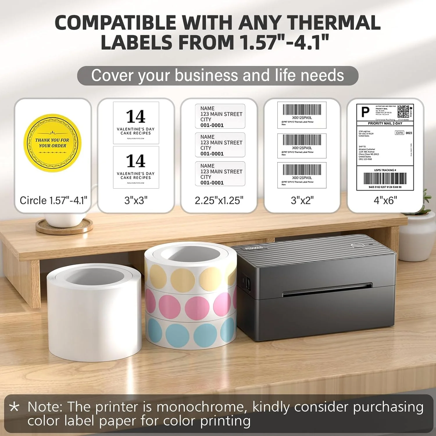 PEDOOLO Bluetooth 4x6 Thermal Shipping Label Printer