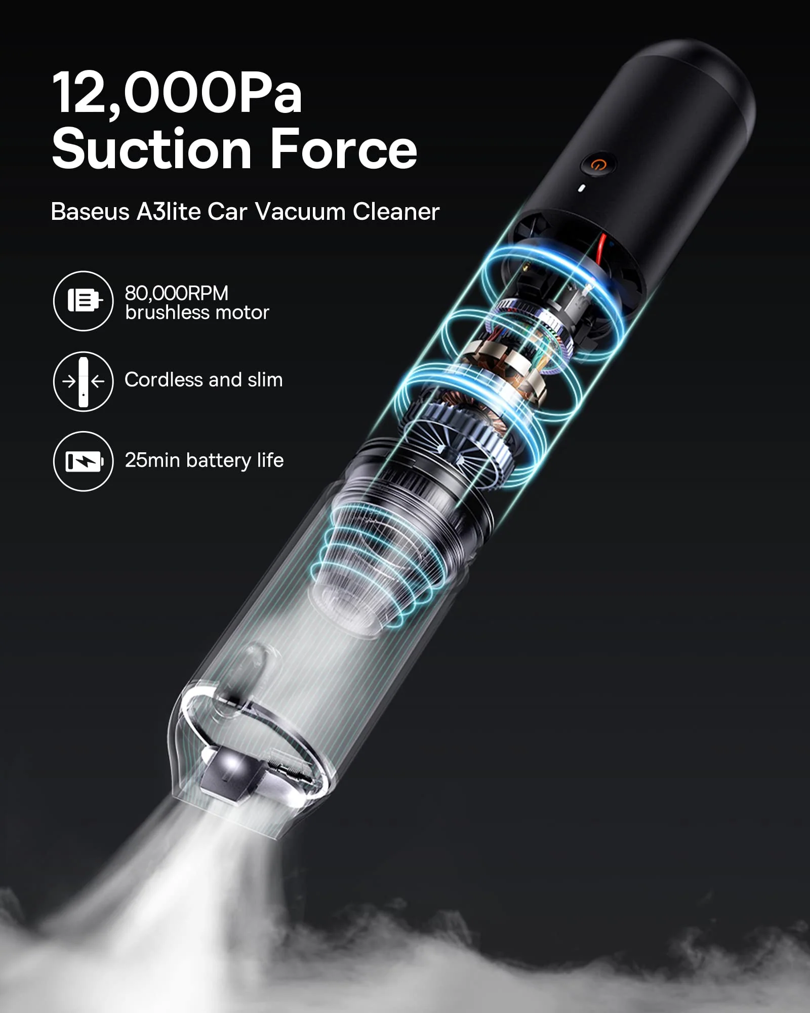 Baseus Portable Cordless Car Vacuum Cleaner High Power