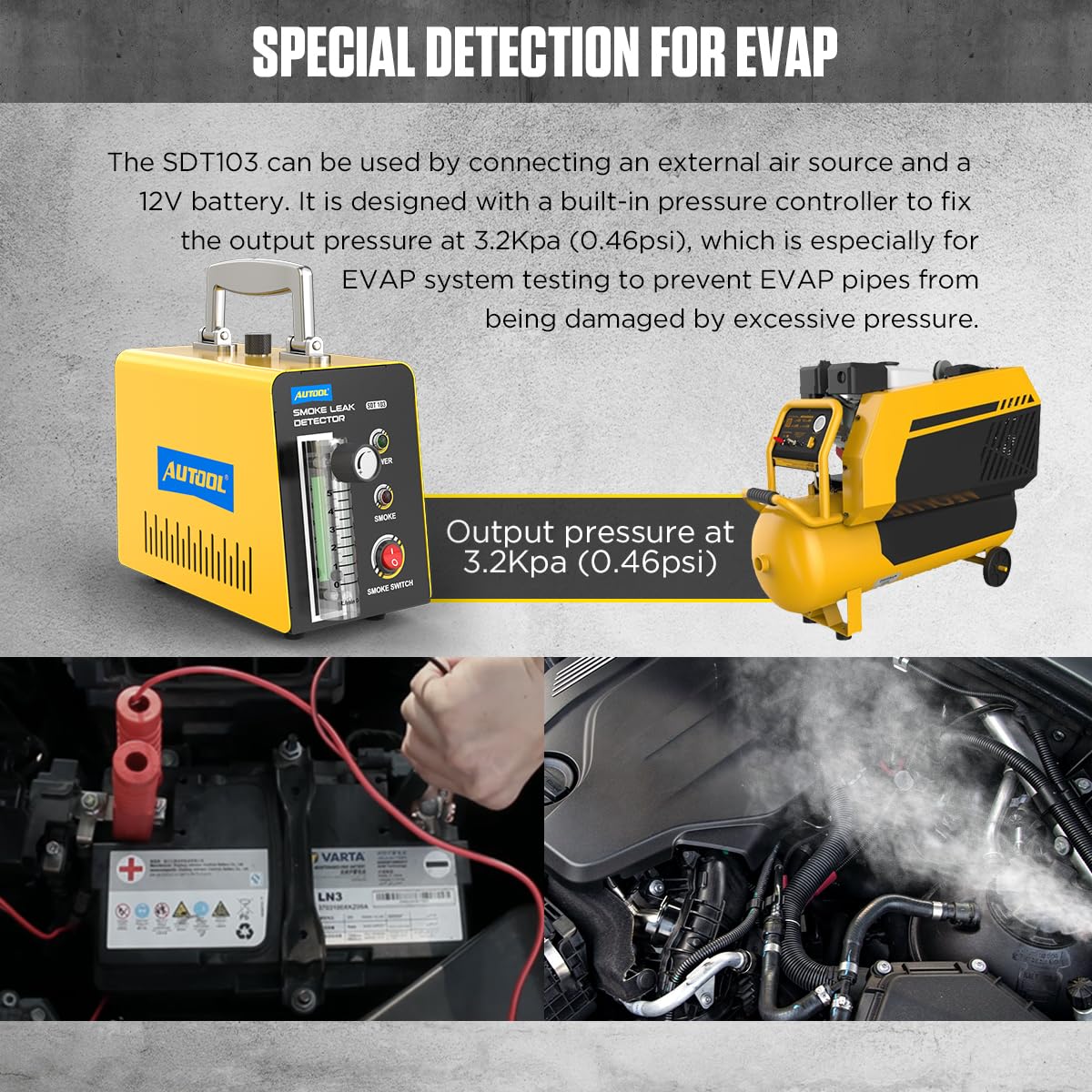 AUTOOL Smoke Machine Automotive Leak Detector