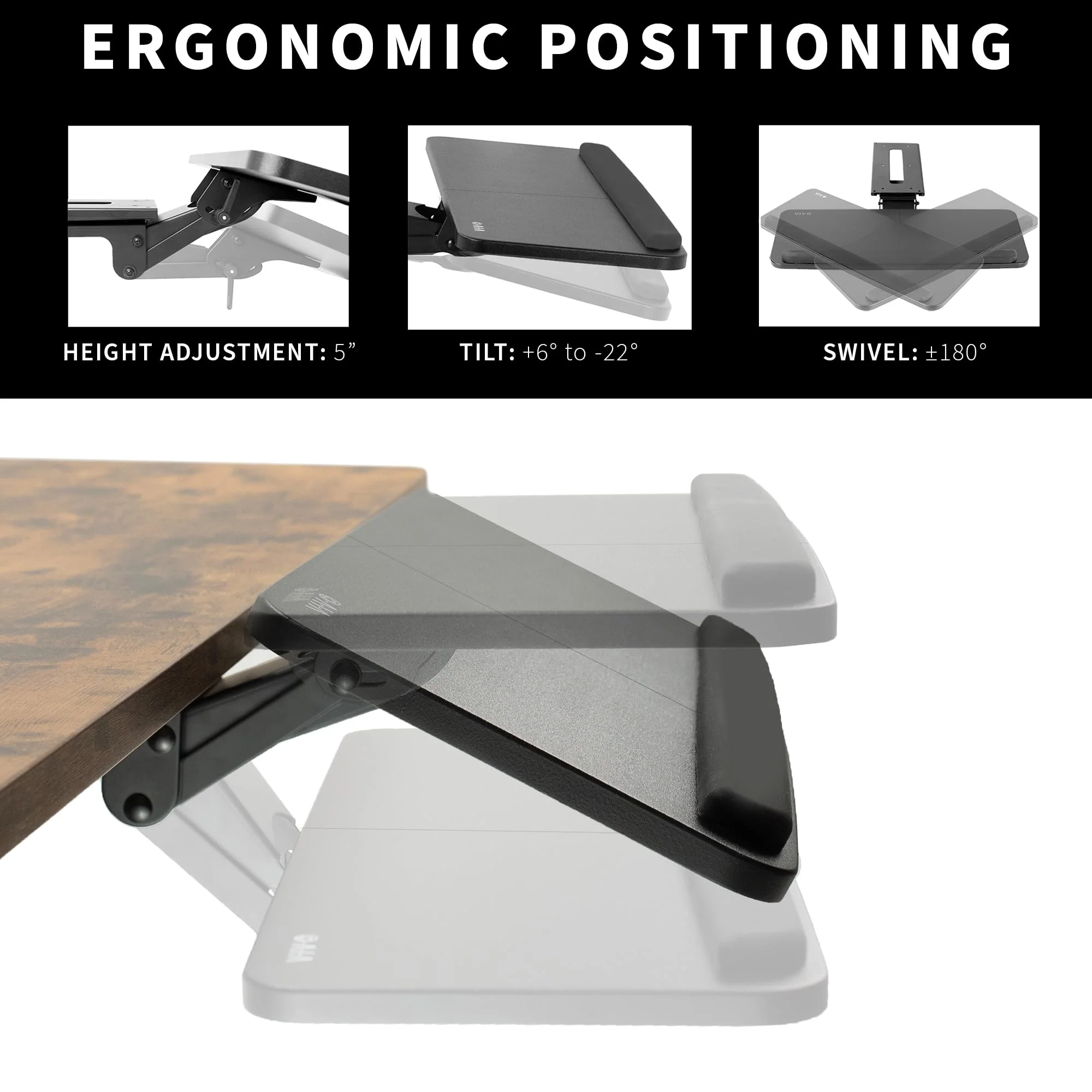 VIVO Adjustable Computer Keyboard & Mouse Platform Tray