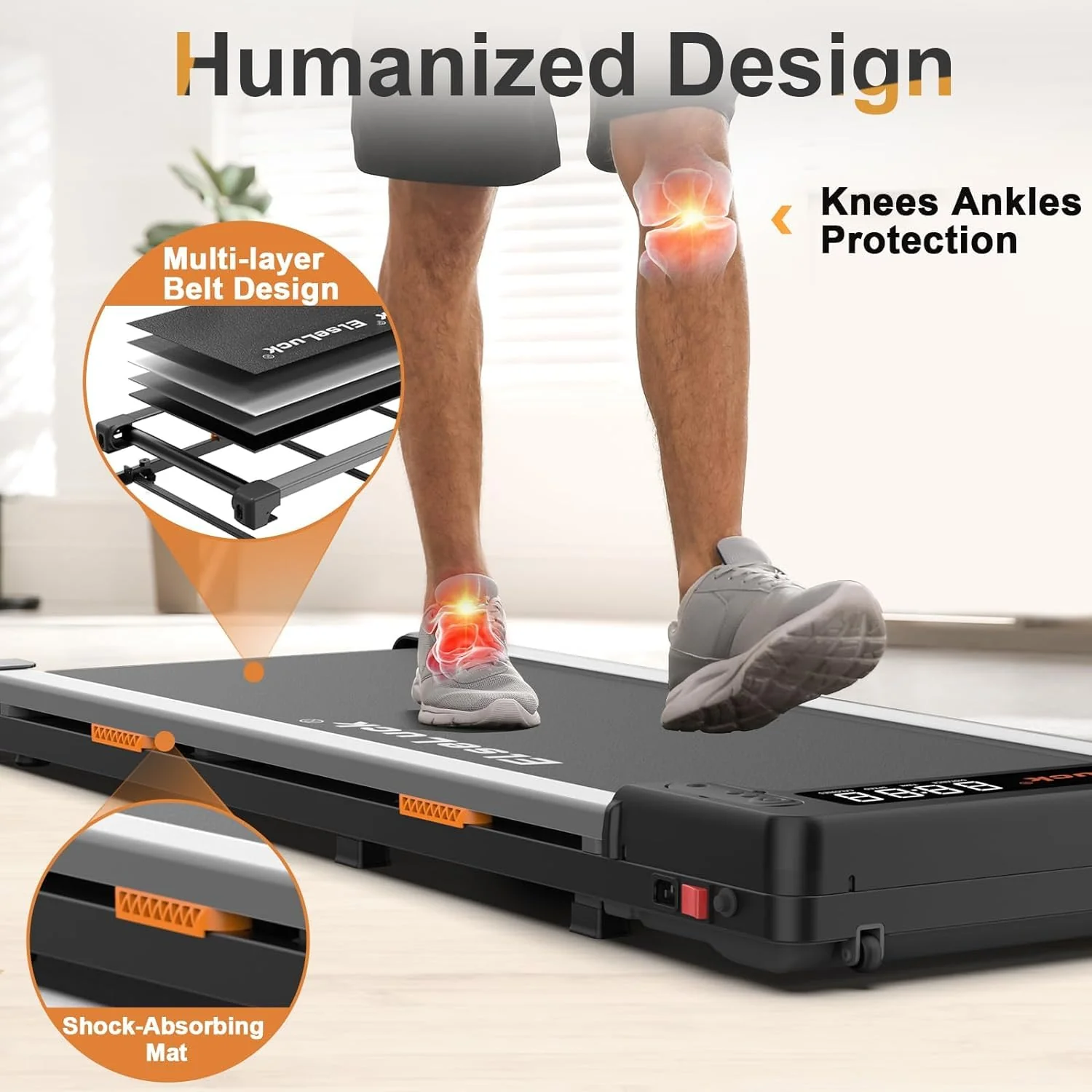 Elseluck Walking Pad. Under Desk Treadmill for Home Office