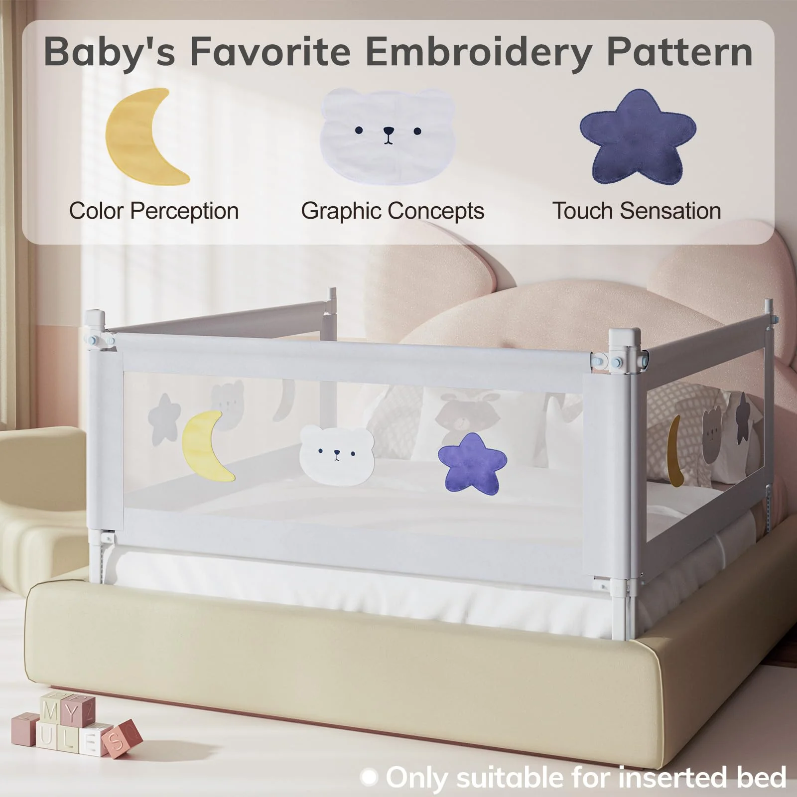 Omzer 3 Pack Toddler Bed Rails with Double Child Lock