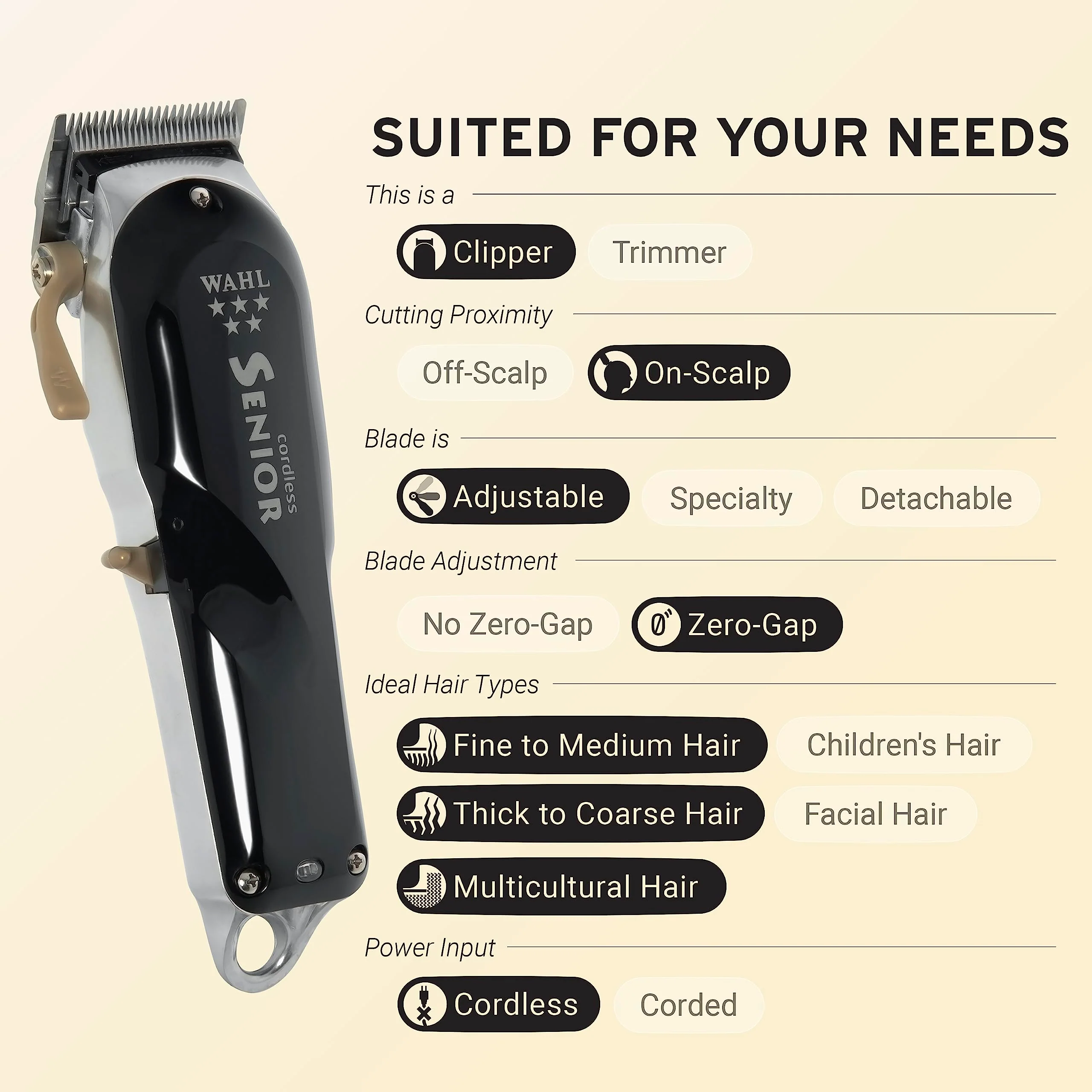 Wahl Professional Cordless Senior Clipper with 70 Minute Run Time
