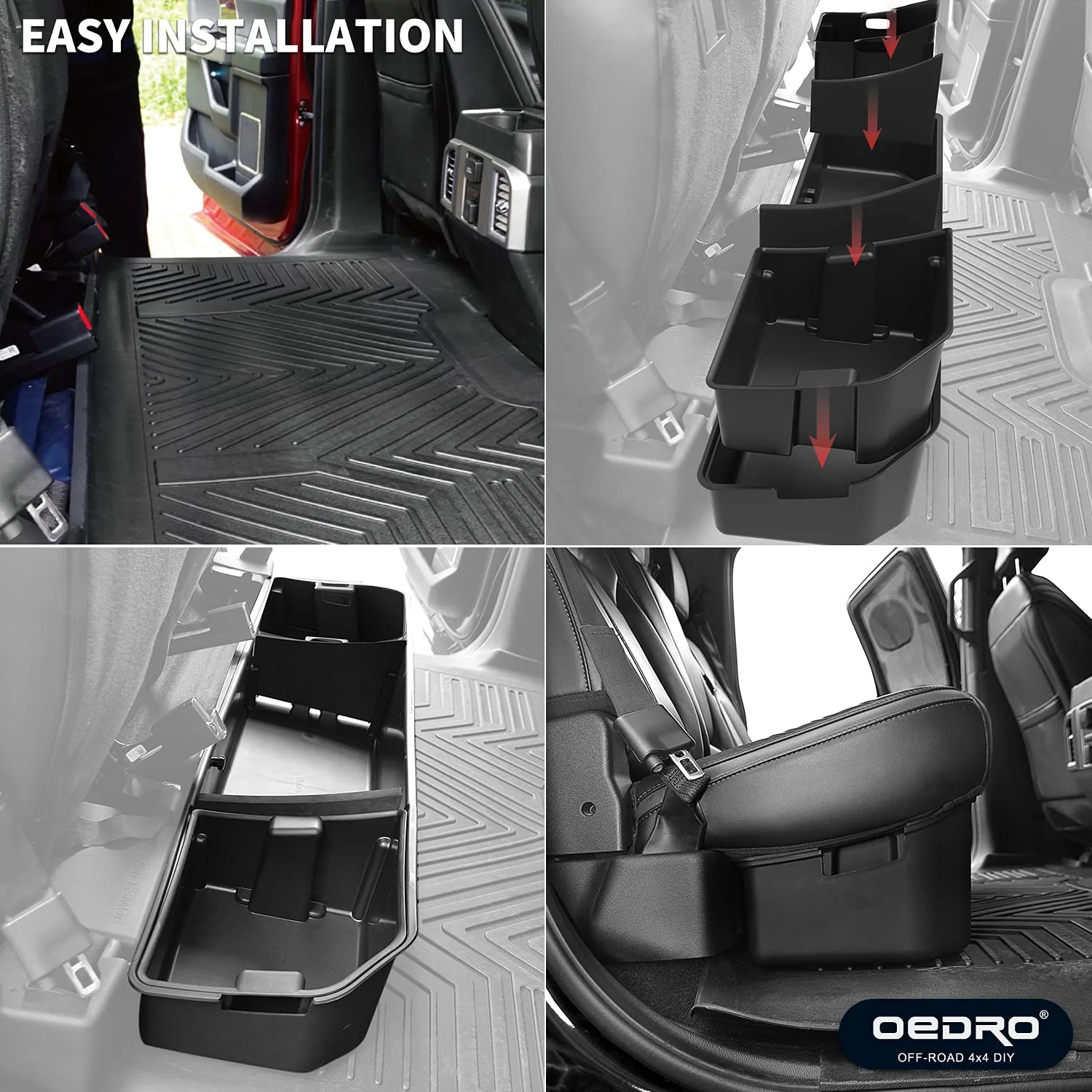 oEdRo Under Seat Storage Box Compatible with 2015-2024 Ford