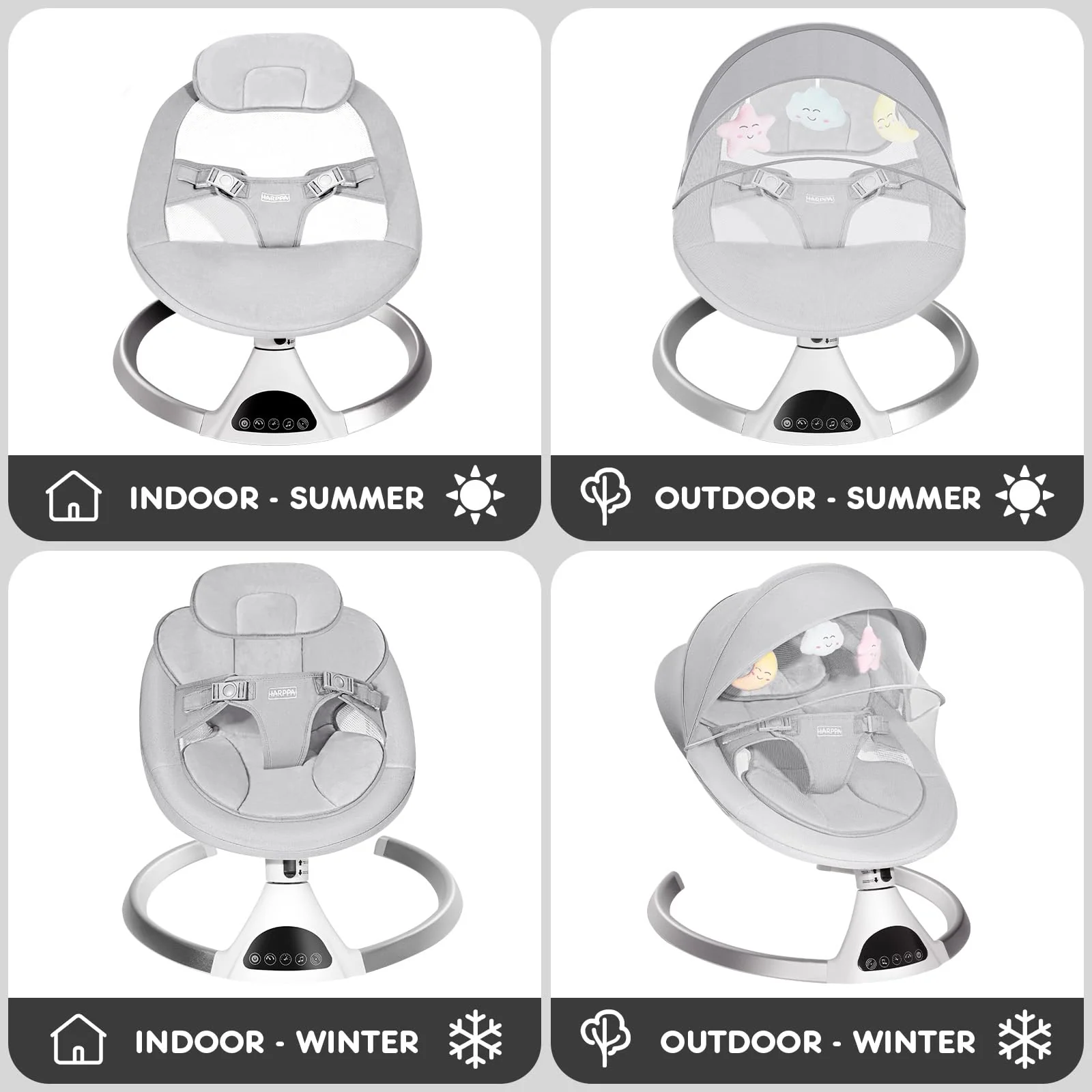 HARPPA Electric Baby Swing for Infants to Toddler with 5 Speed