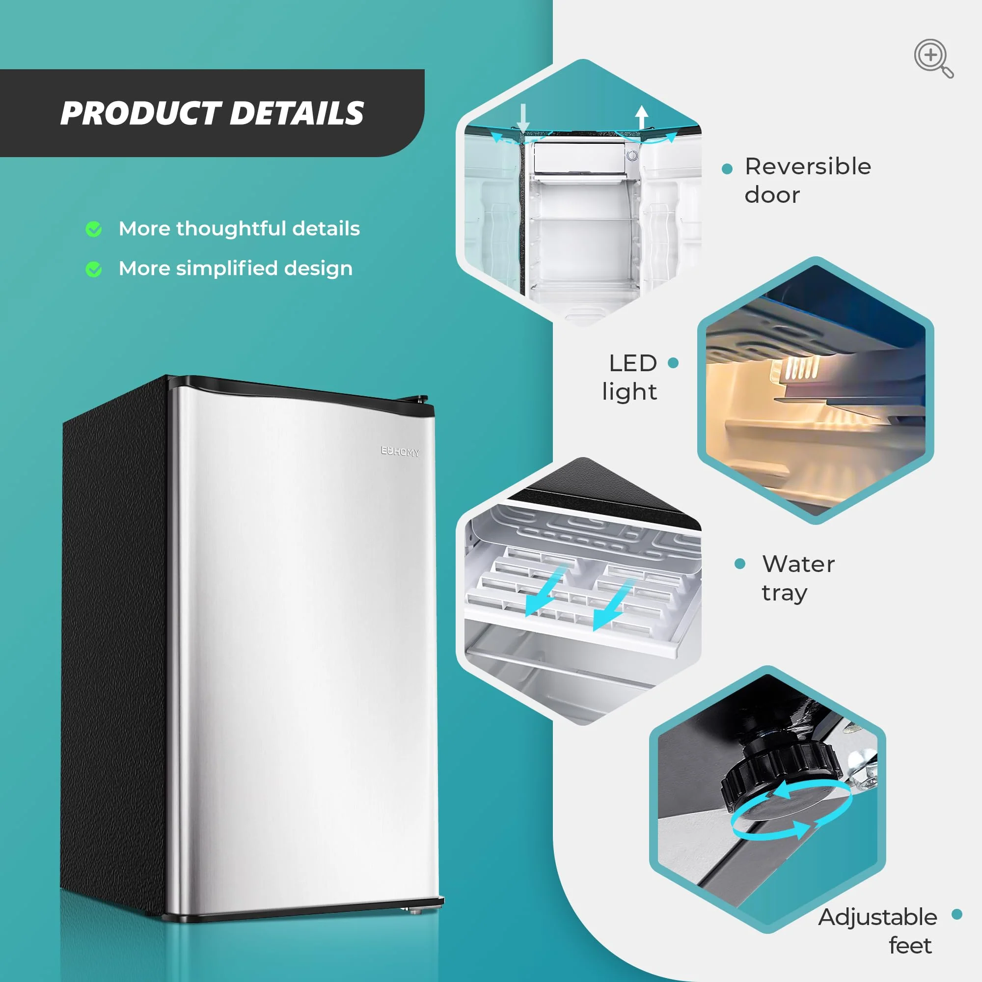 EUHOMY 3.2 Cu.Ft Single Door Mini Fridge with Freezer