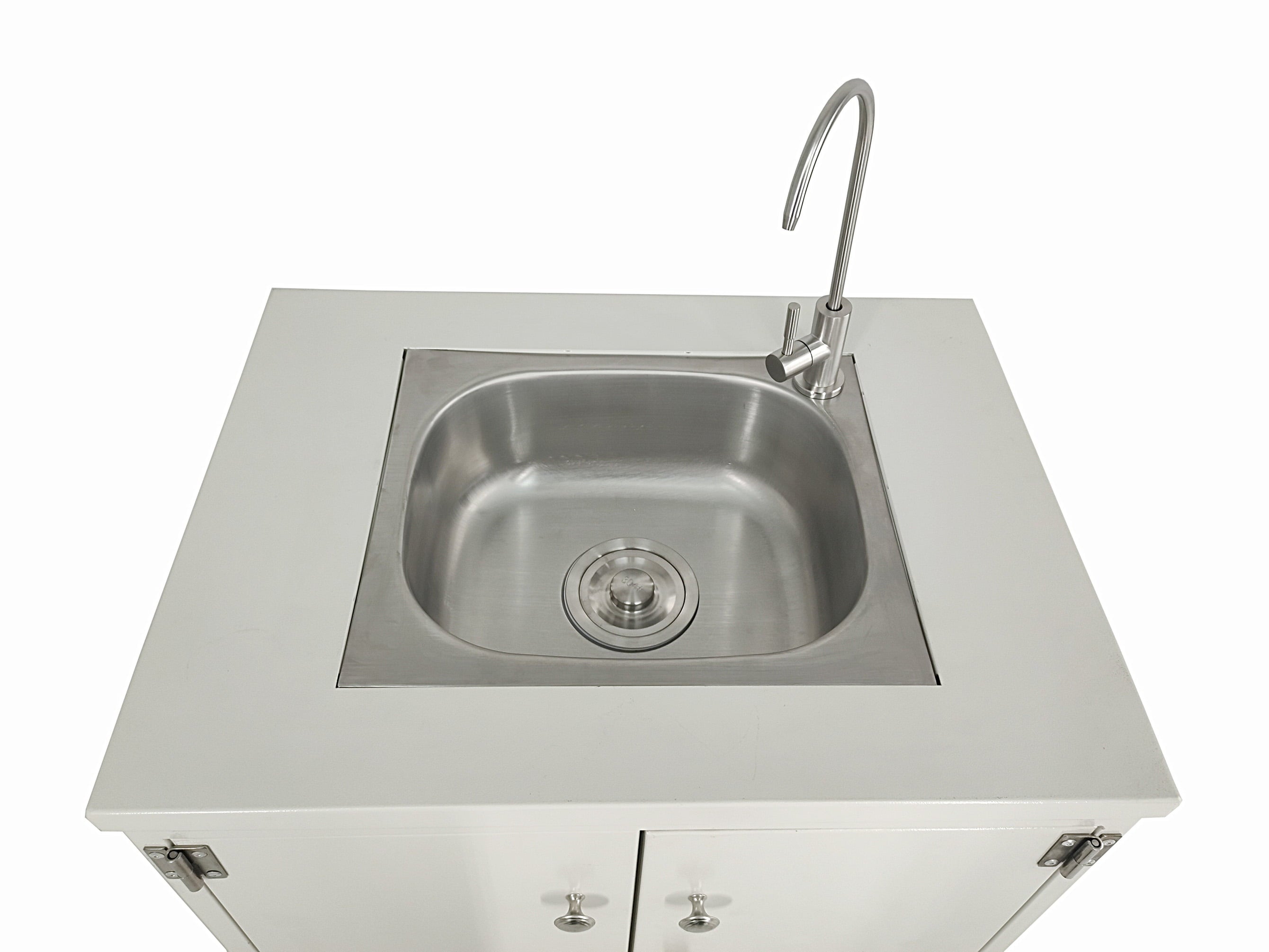 Cabinet Portable Sink Self Contained Hand Wash Station Mobile Sink Water Fountain Water Supply 110V/12V Powered Built-in Pump Water Jugs NOT included 24 X 18 X 30 CABINET SIZE 10094