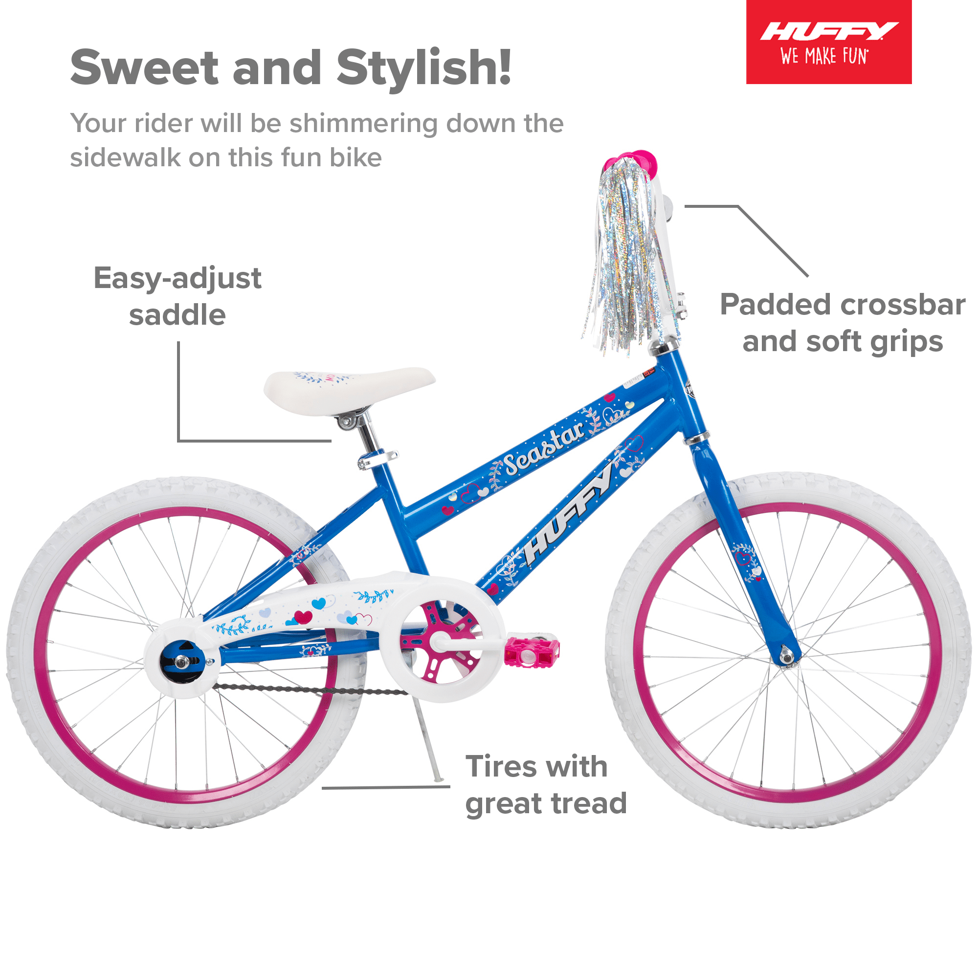 20 in. Sea Star Girl Kids Bike. Blue and Pink