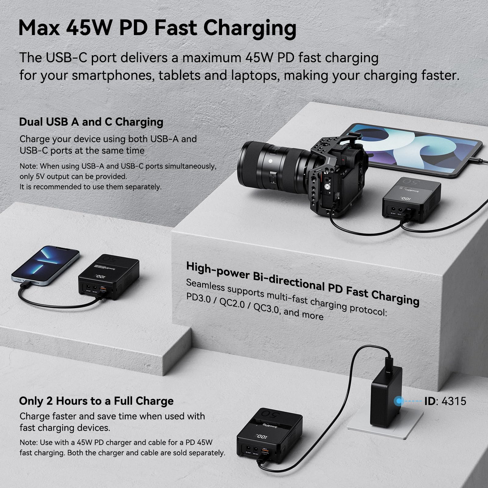 SmallRig 3400mAh 50Wh 14.8V mini V Mount Battery