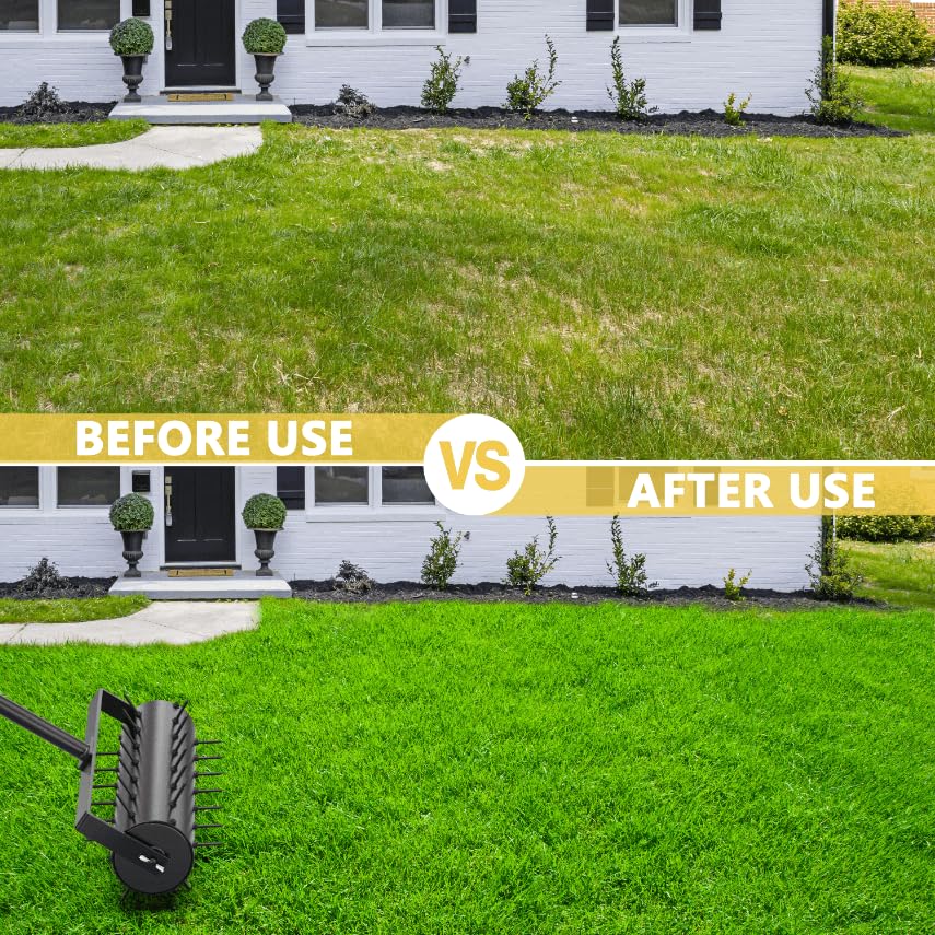 evtmag 17 Inch Heavy Duty Rolling Lawn Aerator Tool