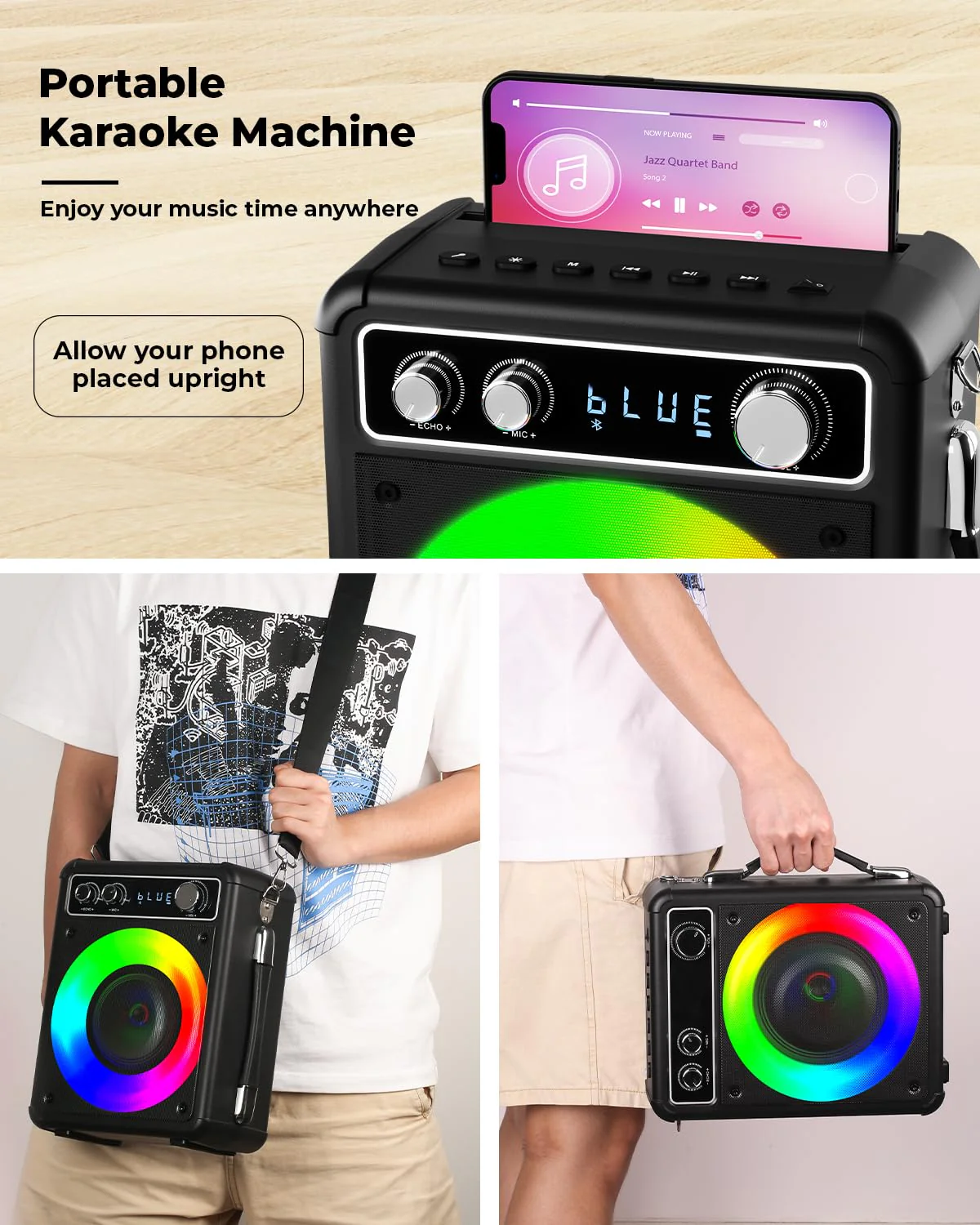 BONAOK Karaoke Machine. Portable Bluetooth Speaker