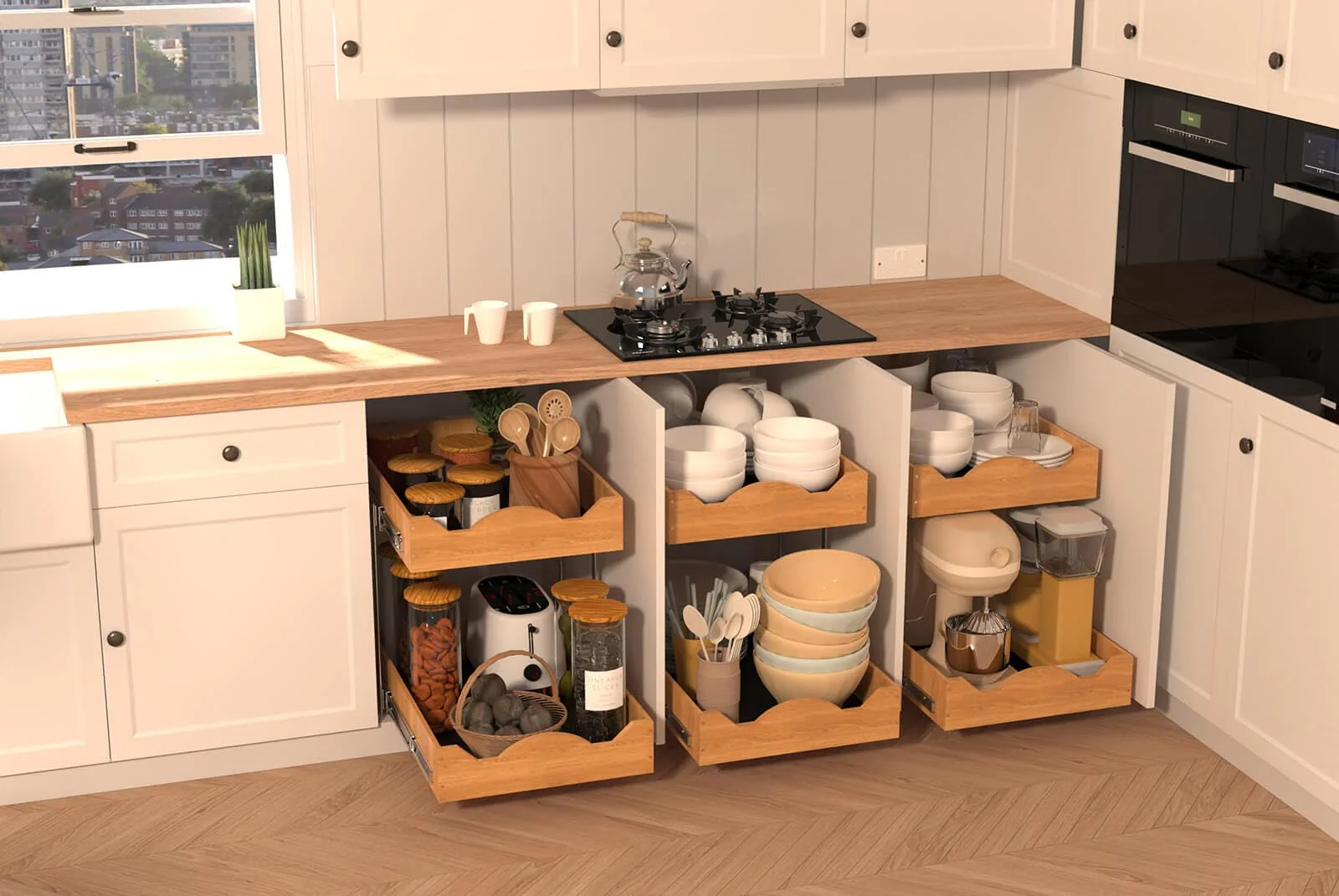 OCG 2 Tier Heavy-Duty Pull Out Drawers For Cabinets