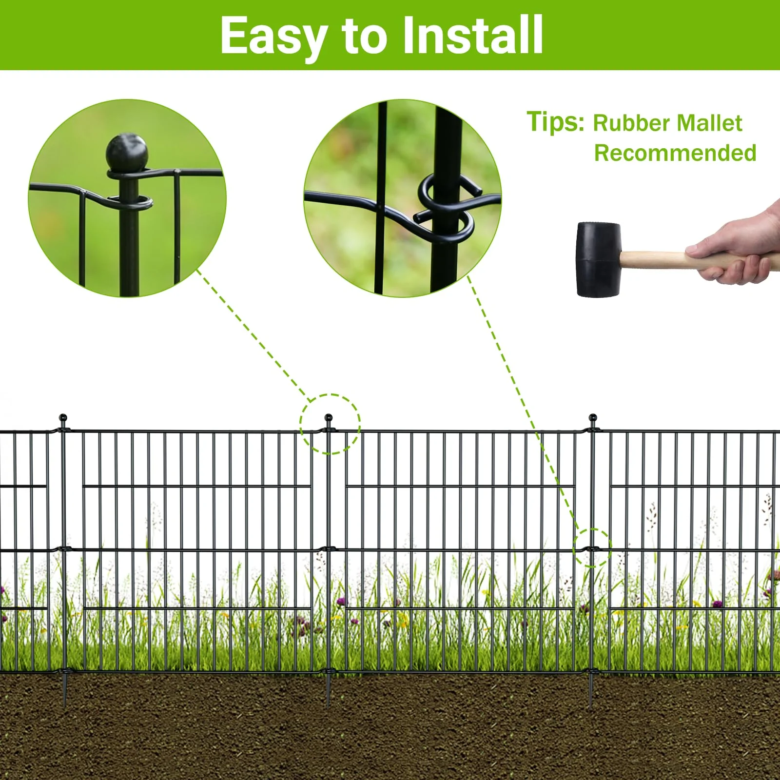 10 Panels No Dig Garden Fence for Outdoor Yard Decorative