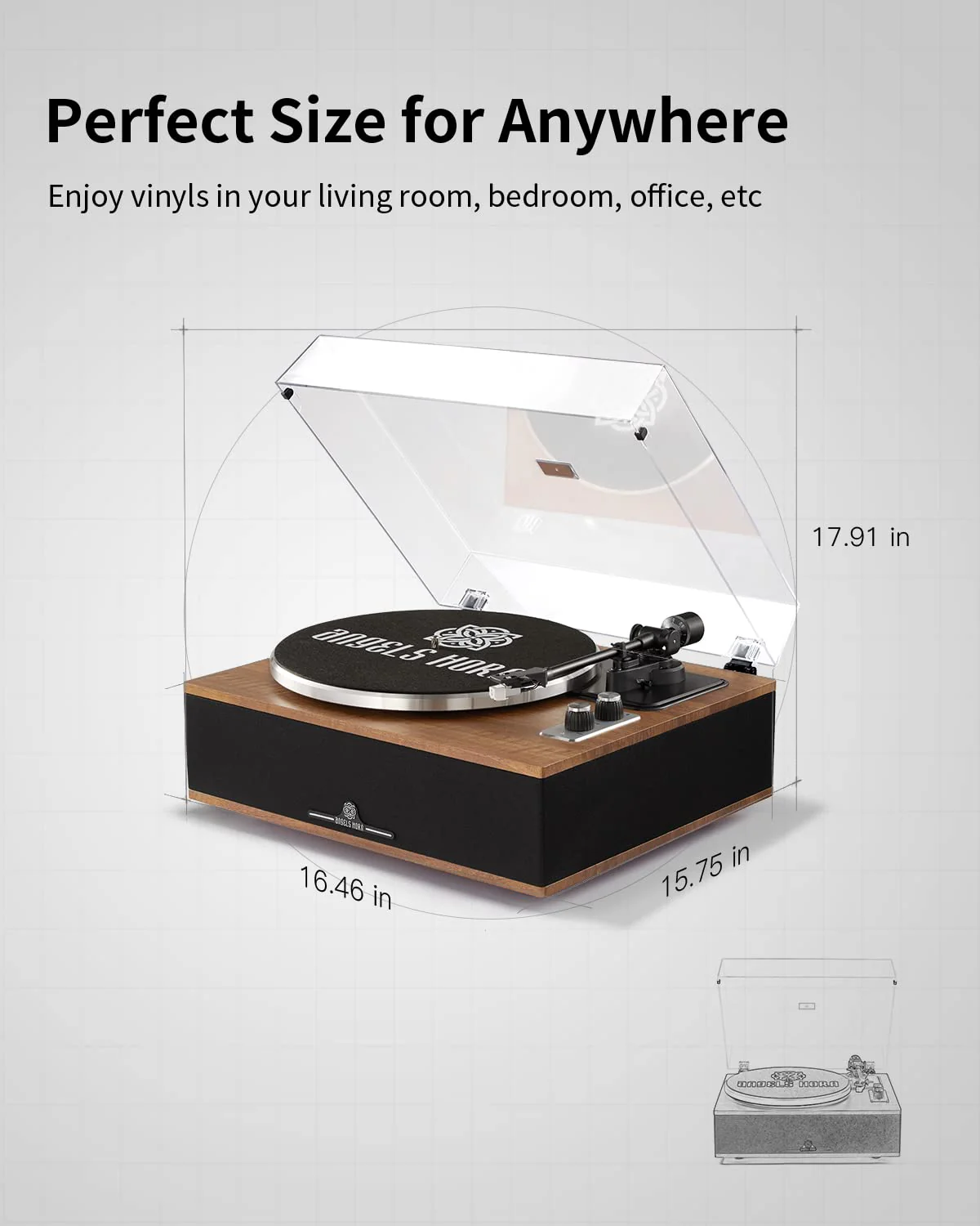 ANGELS HORN Vinyl Record Player Built in Speakers