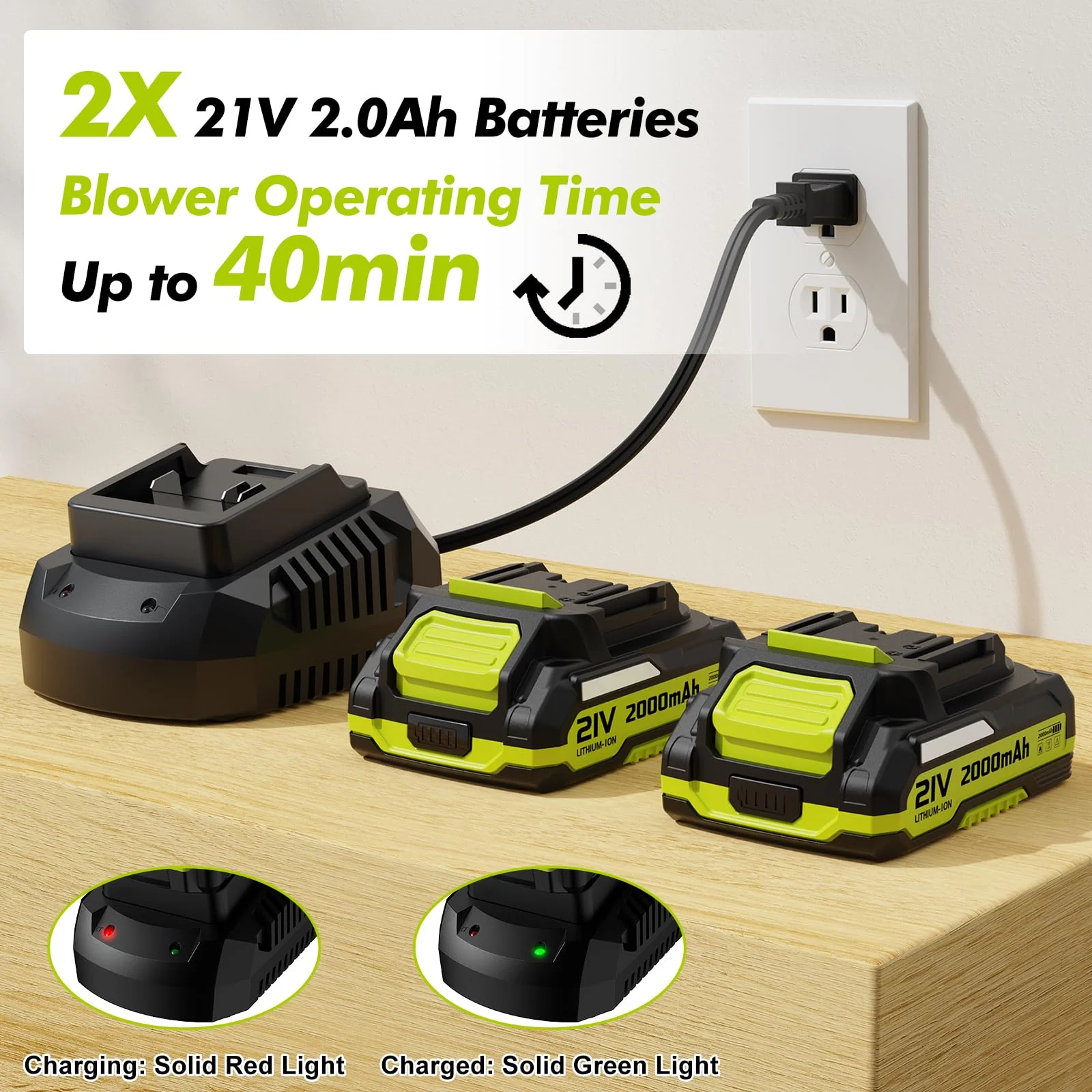 LAZYBOI Electric Leaf Blower Cordless with 2 Batteries and Charger