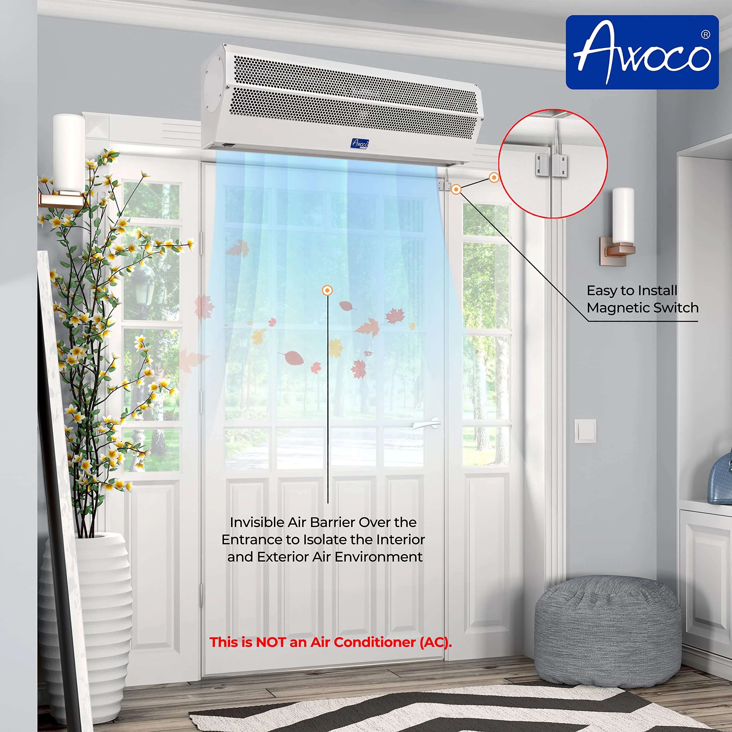 Awoco 36 Super Power 2 Speeds 1200CFM Commercial Indoor Air Curtain