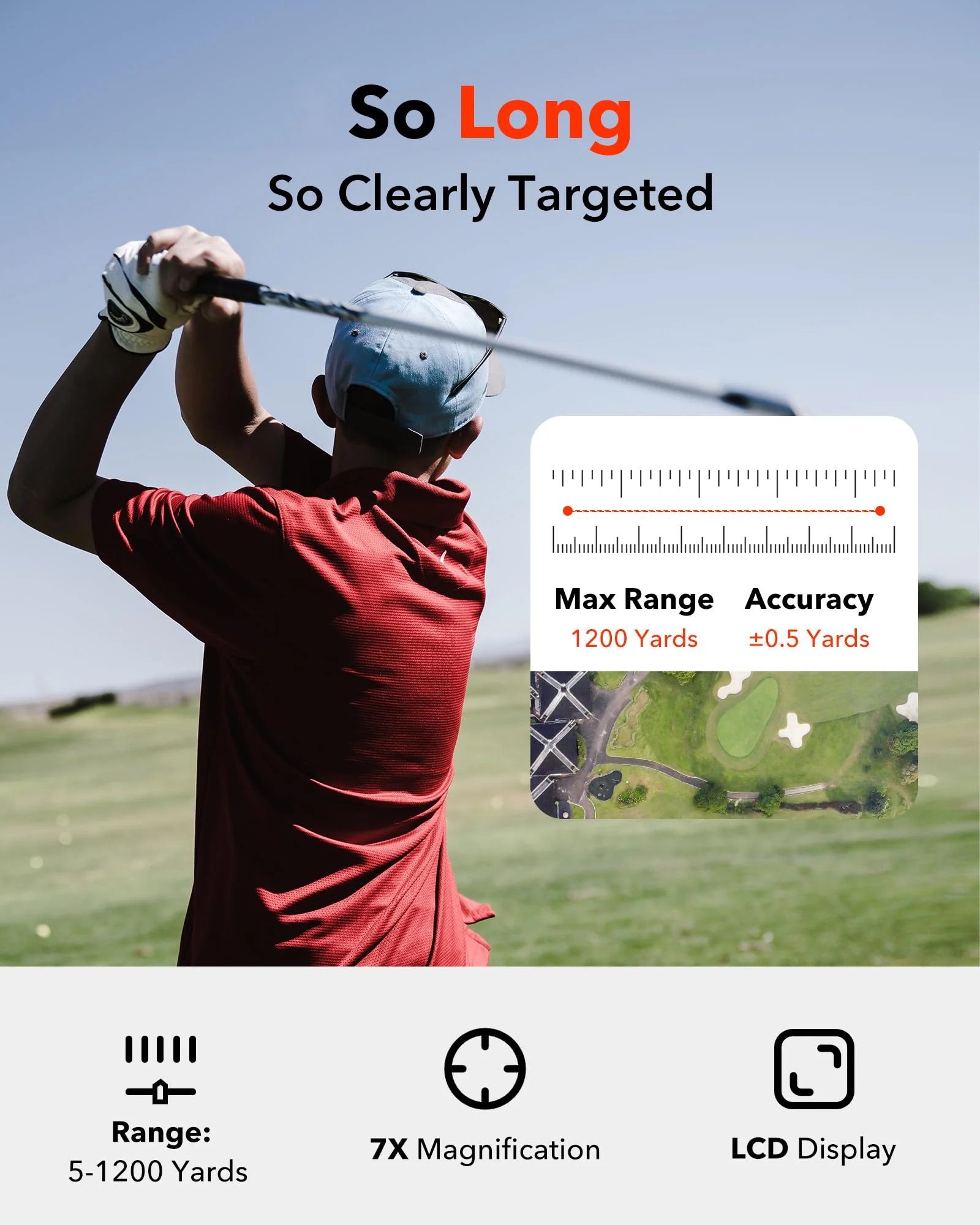 REDTIGER 1200 Yards Laser Range Golf Rangefinder with Slope