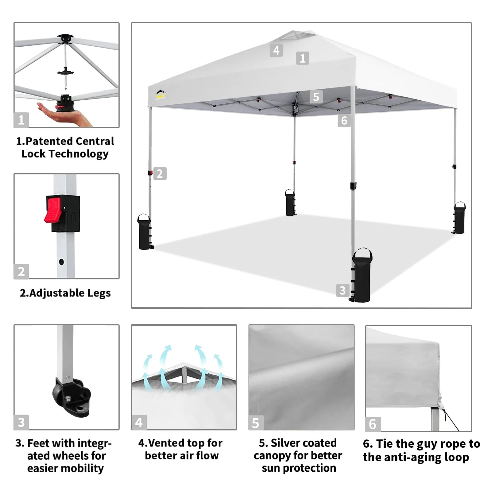 Crown Shades 10x10 Pop up Outside Canopy with Wheeled Carry Bag