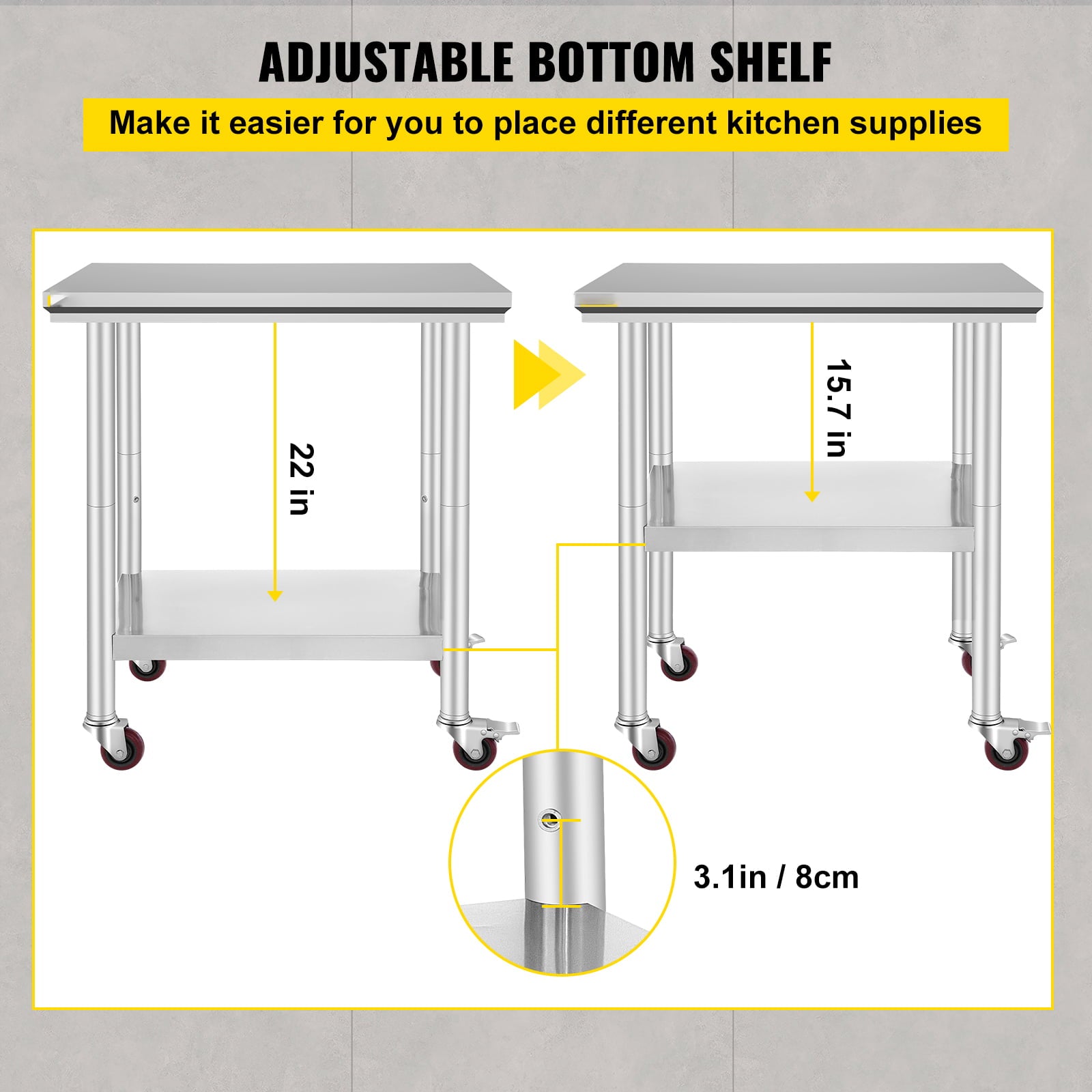 Stainless Steel Work Table |30x24inch | Food Prep NSF | Utility Work Station