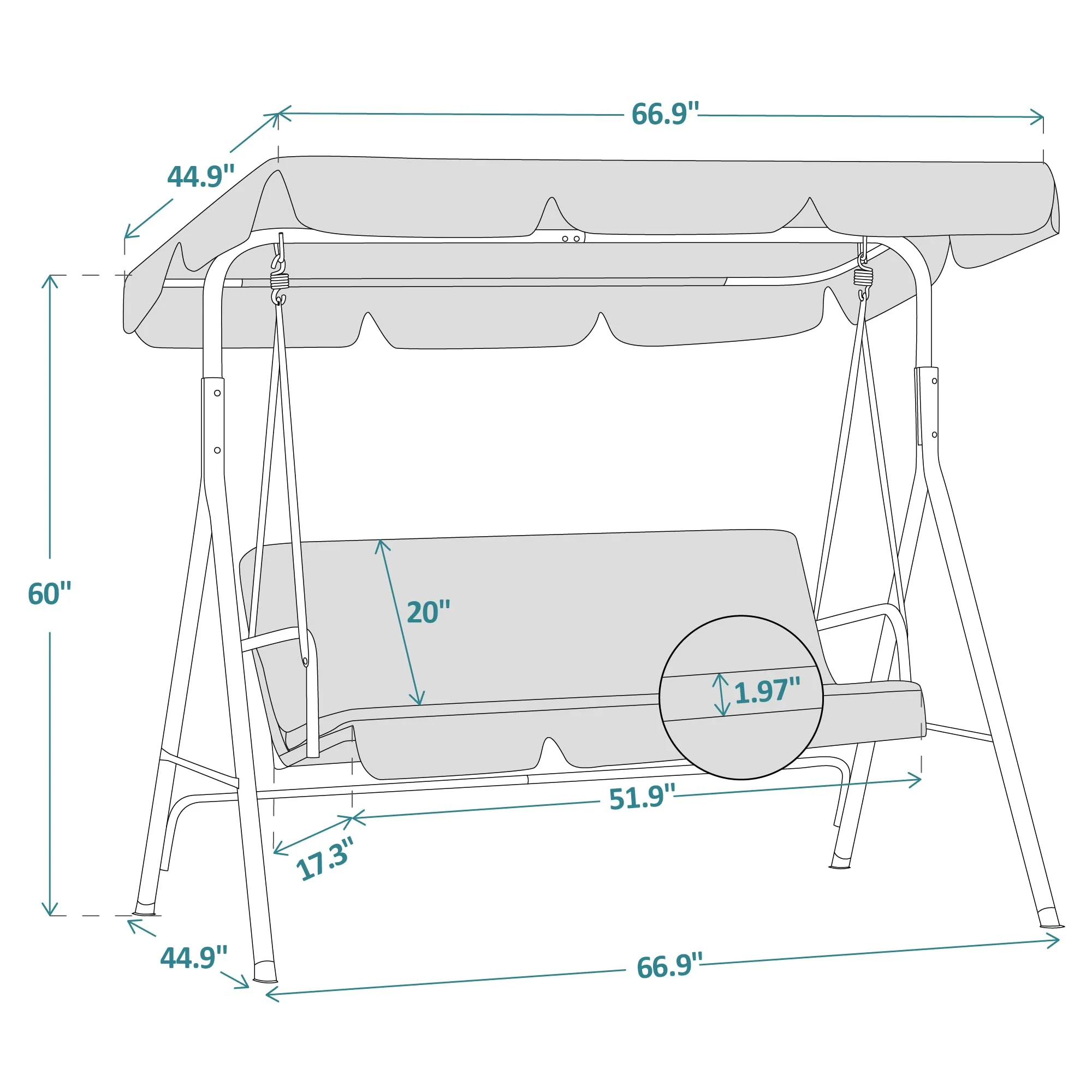 Mcombo 3-Person Outdoor Patio Swing Chair