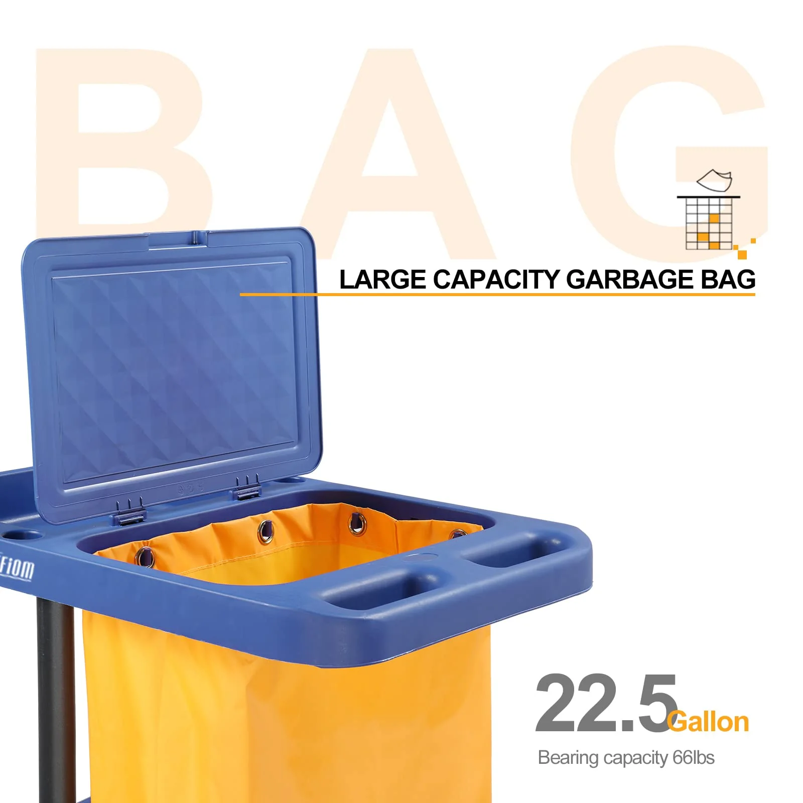 TUFFIOM Commercial Traditional Cleaning Janitorial 3-Shelf Cart